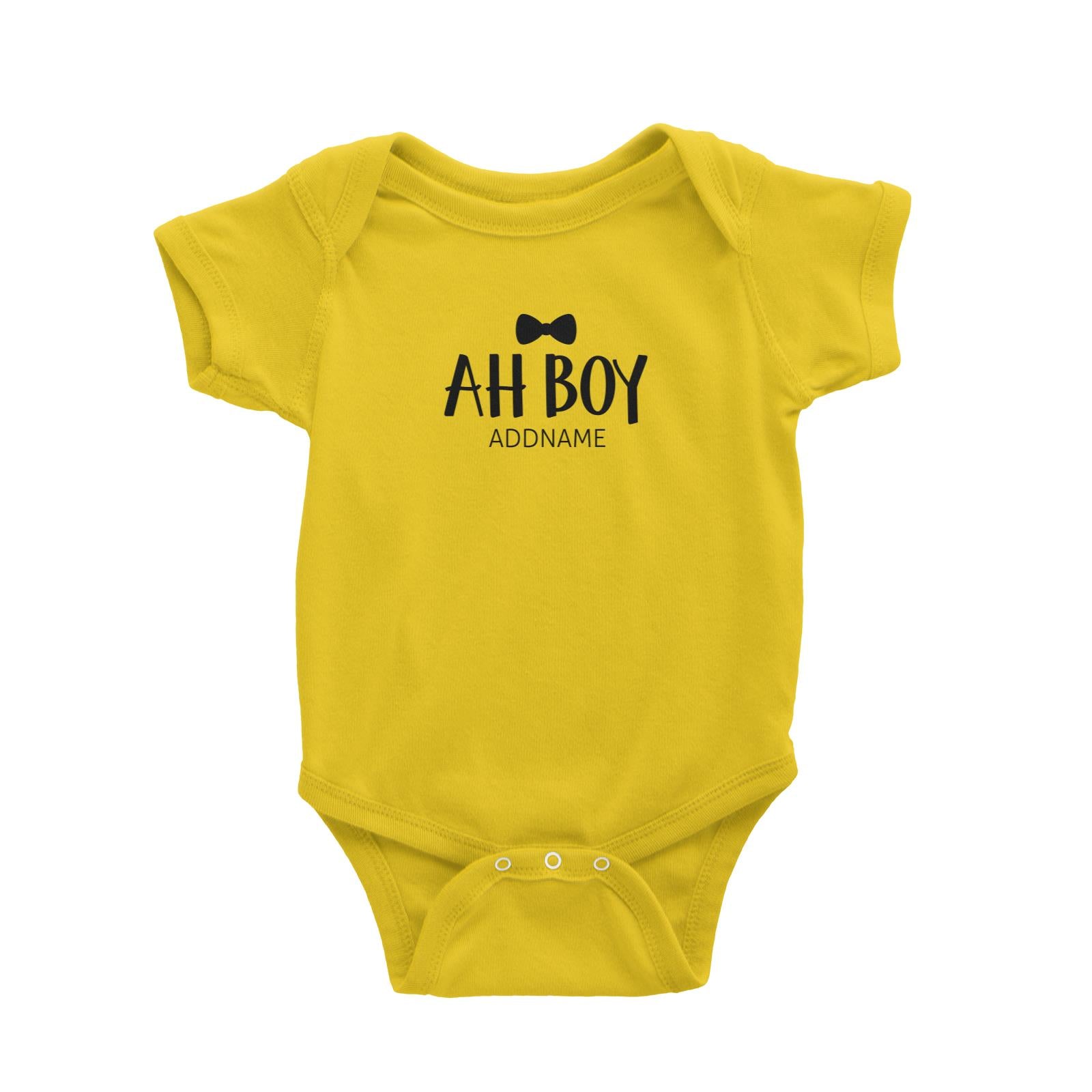 Ah Boy with Black Bow Tie Baby Romper