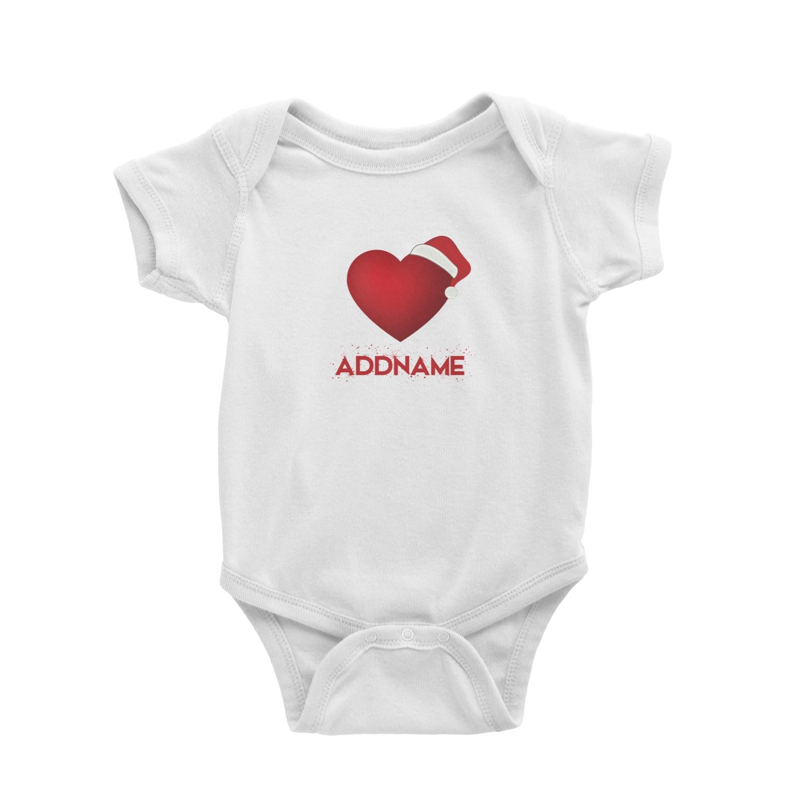Red Heart Shape with Santa Hat Addname Baby Romper Christmas Matching Family Love Personalizable Designs