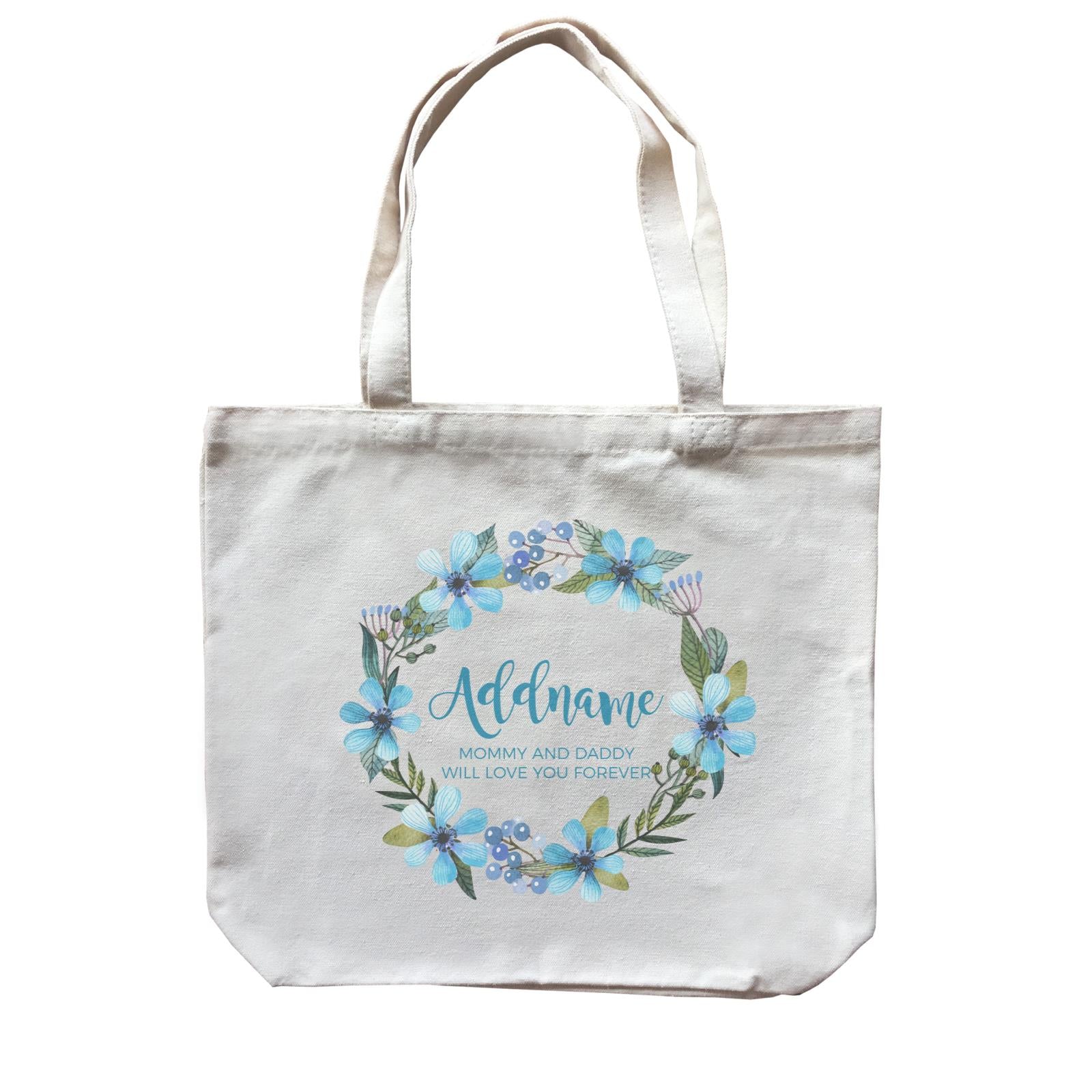 Turqoise Flower Wreath Personalizable with Name and Text Canvas Bag