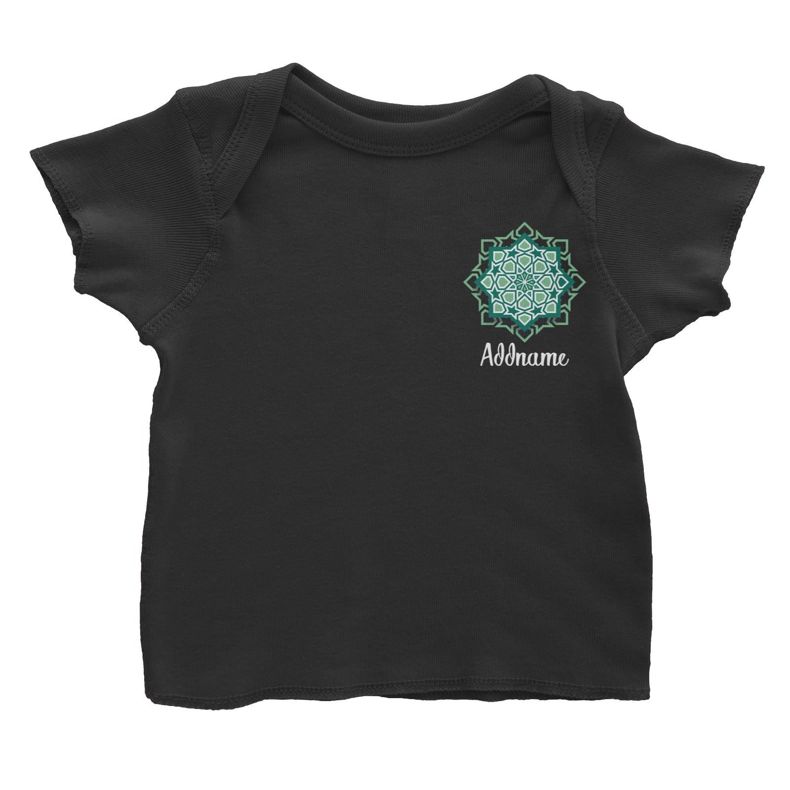 Raya Symbol Green Islamic Geometric Pocket Addname Baby T-Shirt