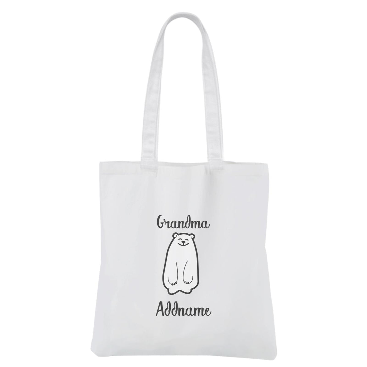 Christmas Series Grandma Bear White Canvas Bag