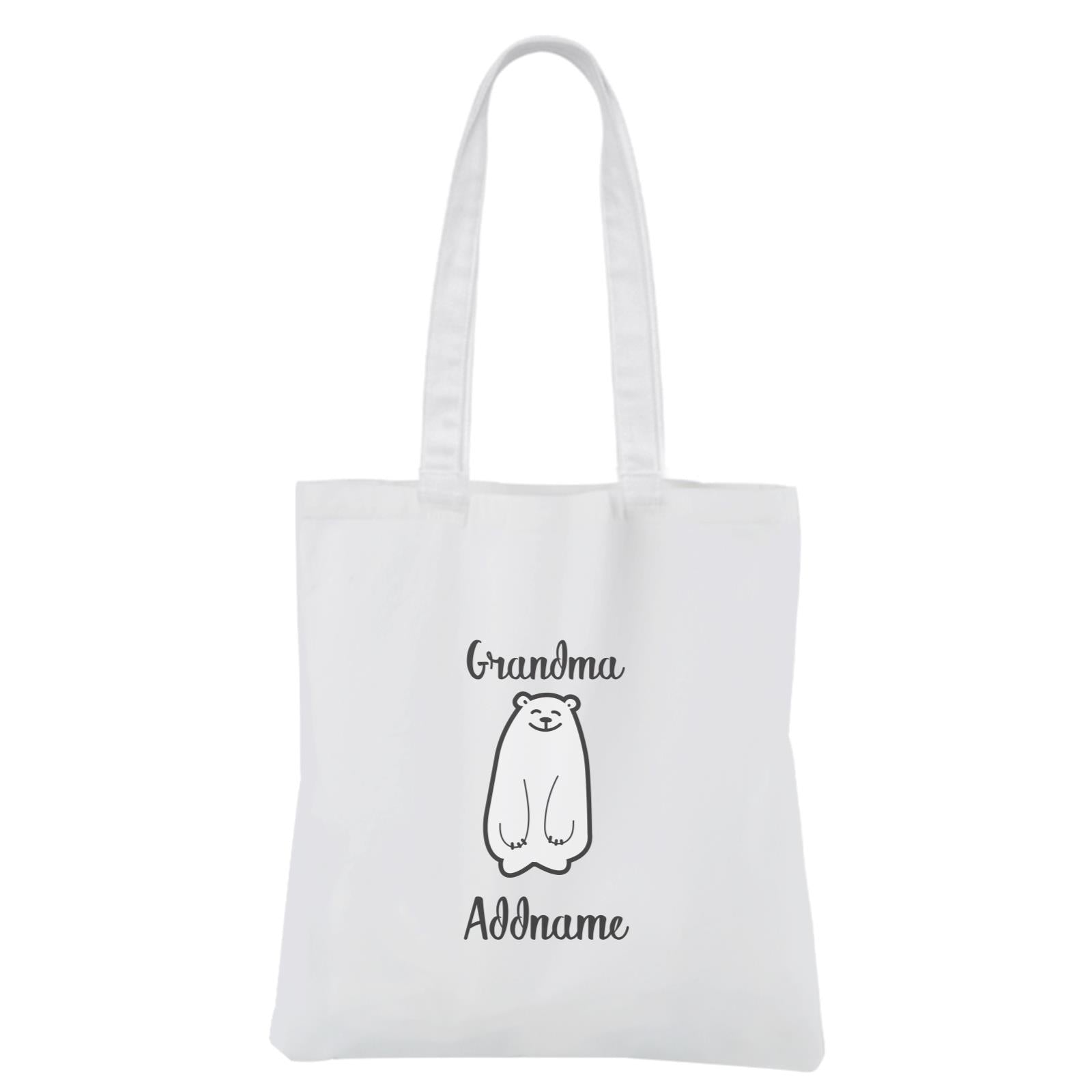 Christmas Series Grandma Bear White Canvas Bag