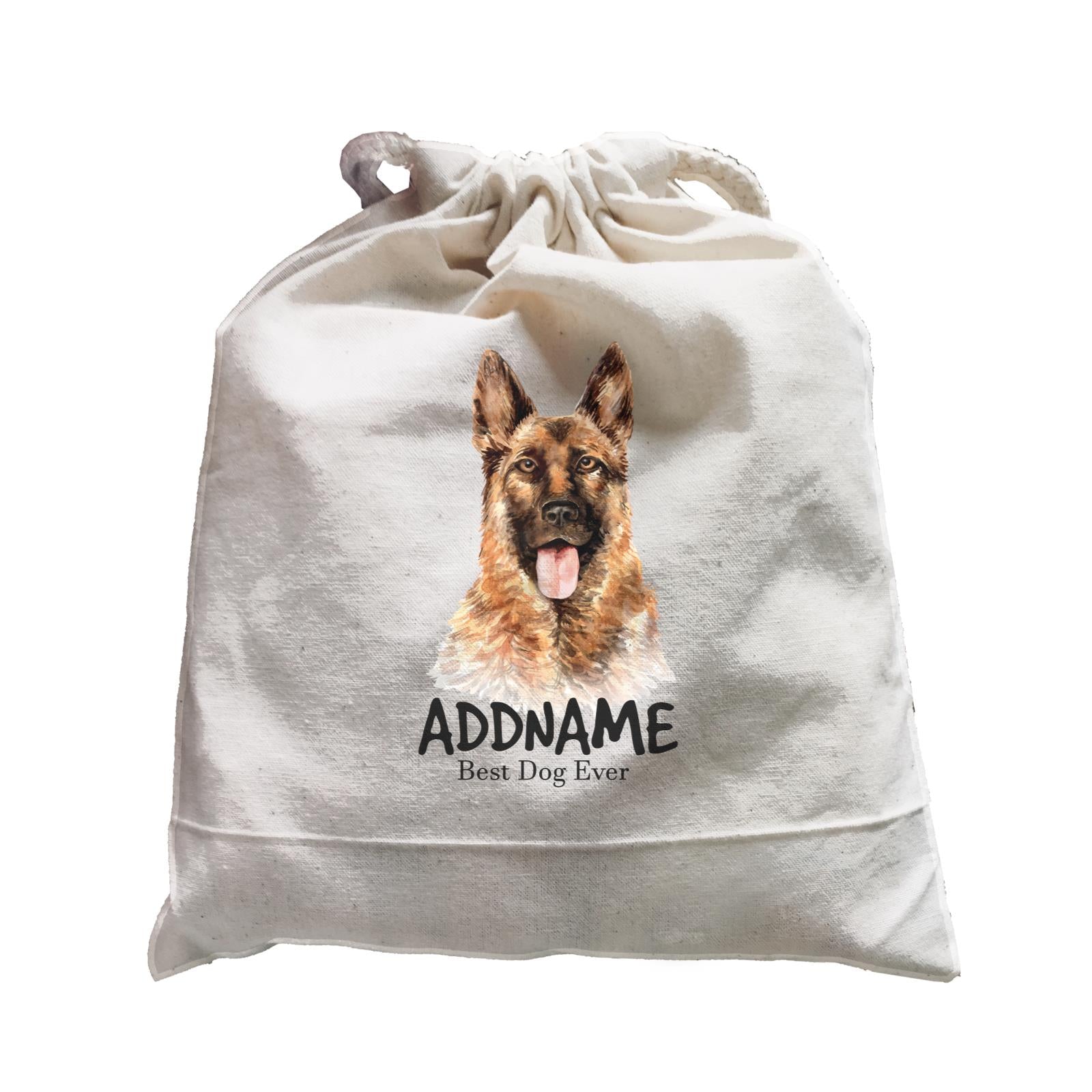 Watercolor Dog German Shepherd Smile Best Dog Ever Addname Satchel