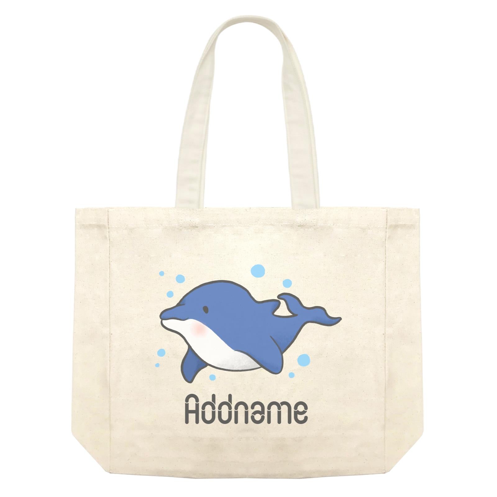 Cute Hand Drawn Style Dolphin Addname Shopping Bag