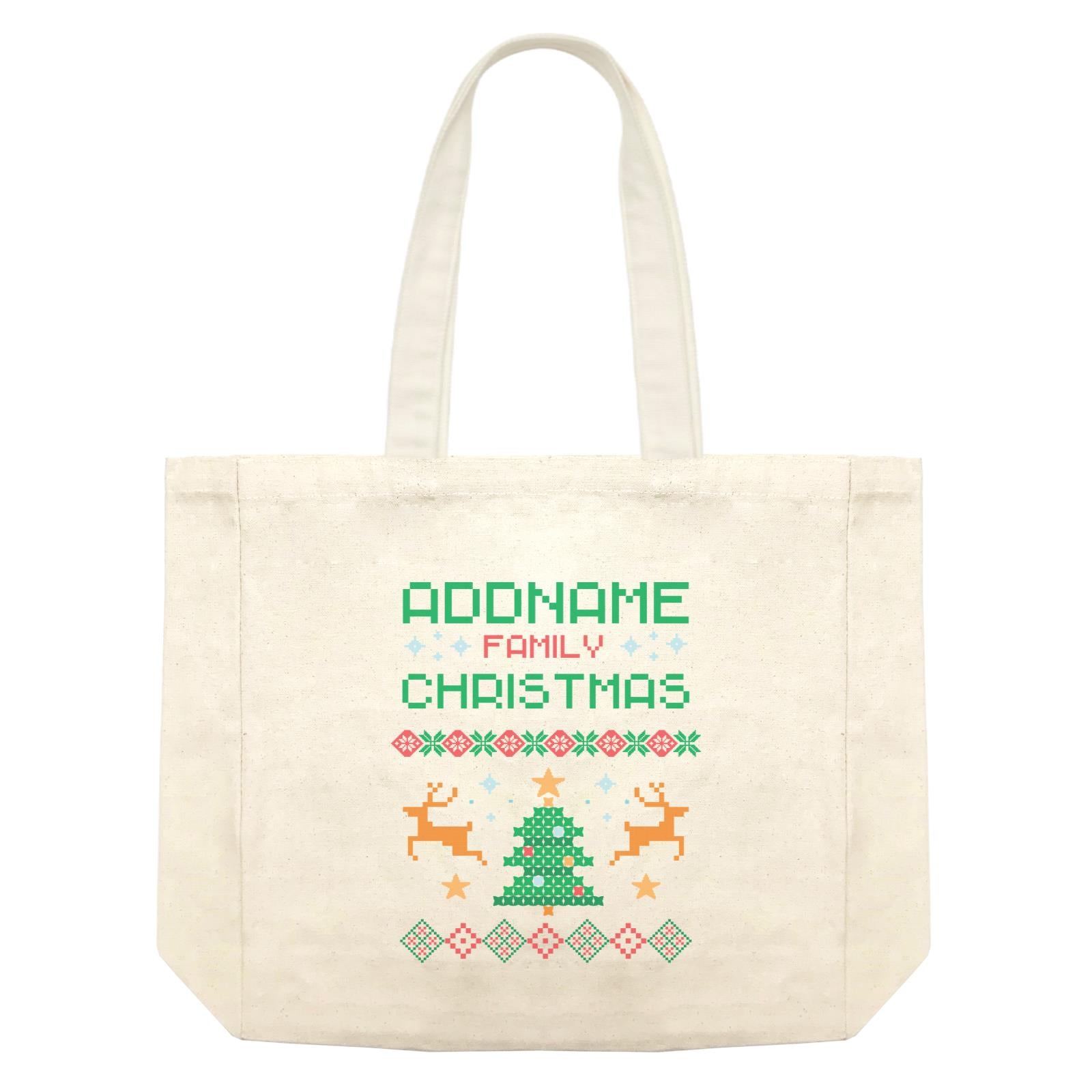 Christmas Series Addname Family Sweater Design Shopping Bag