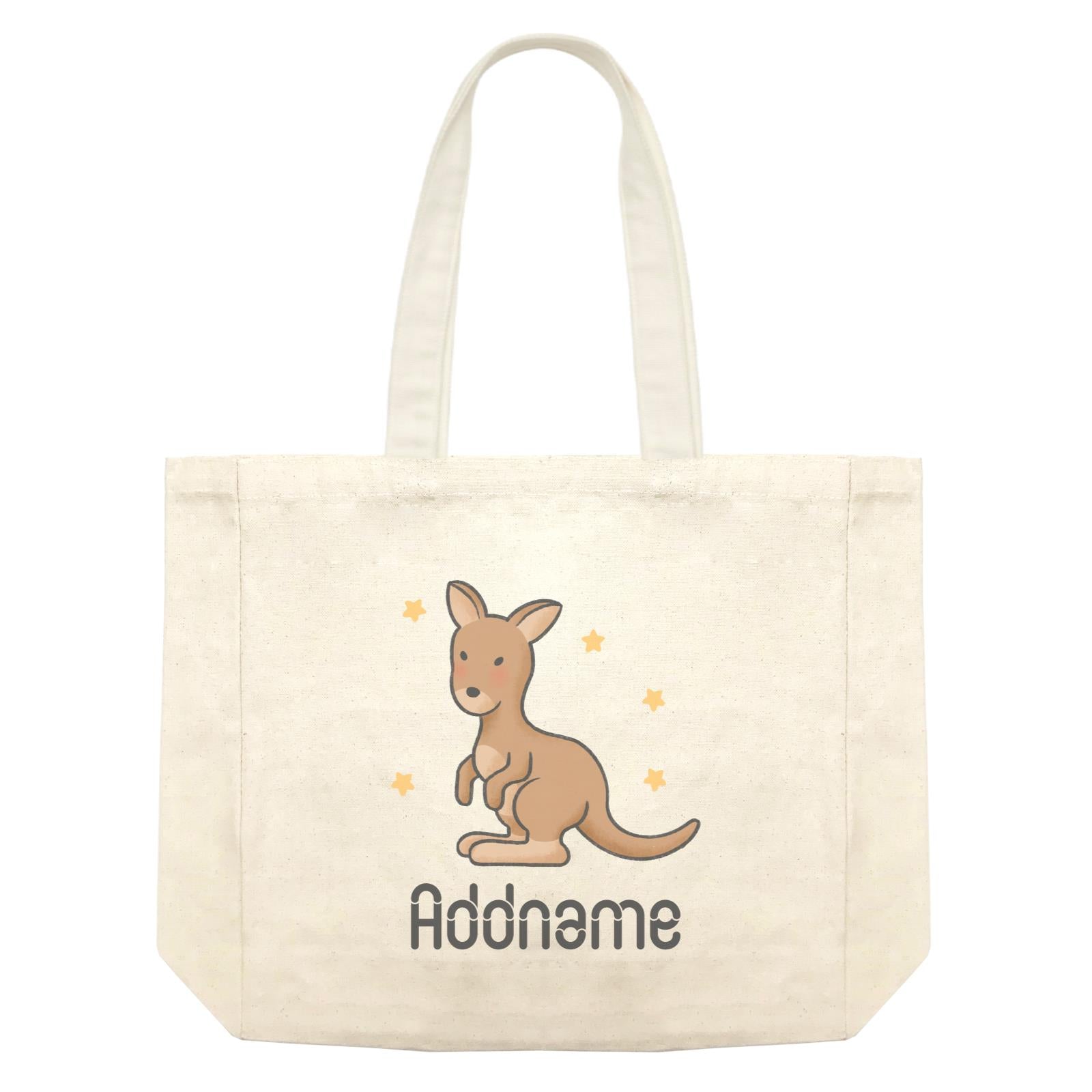 Cute Hand Drawn Style Kangaroo Addname Shopping Bag