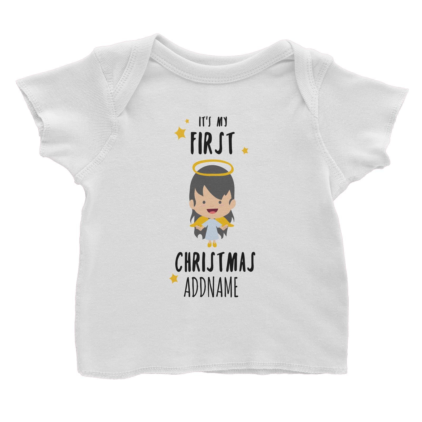 Cute Girl Angel First Christmas Addname Baby T-Shirt  Personalizable Designs