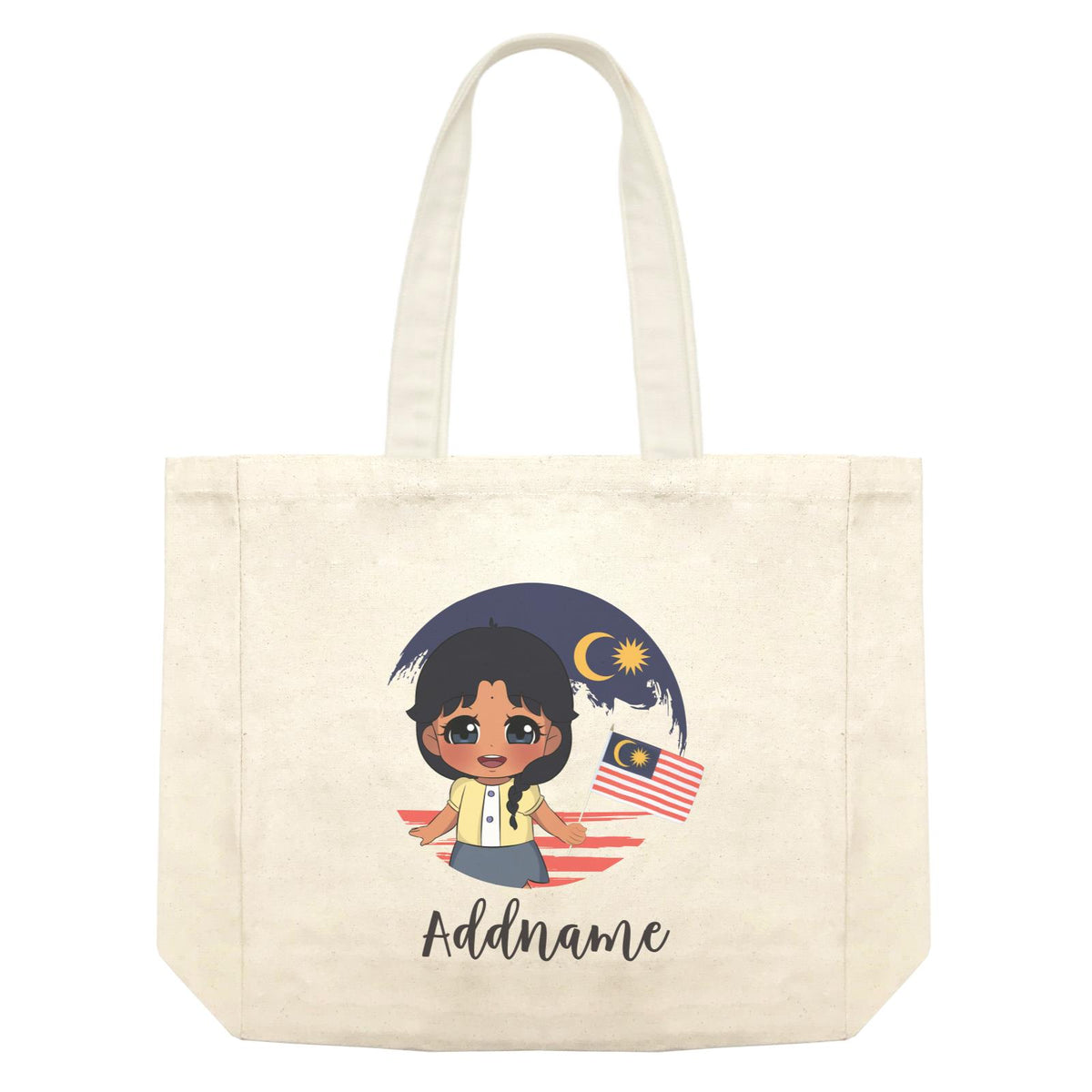 Merdeka Series Round Flag Indian Girl Addname Shopping Bag