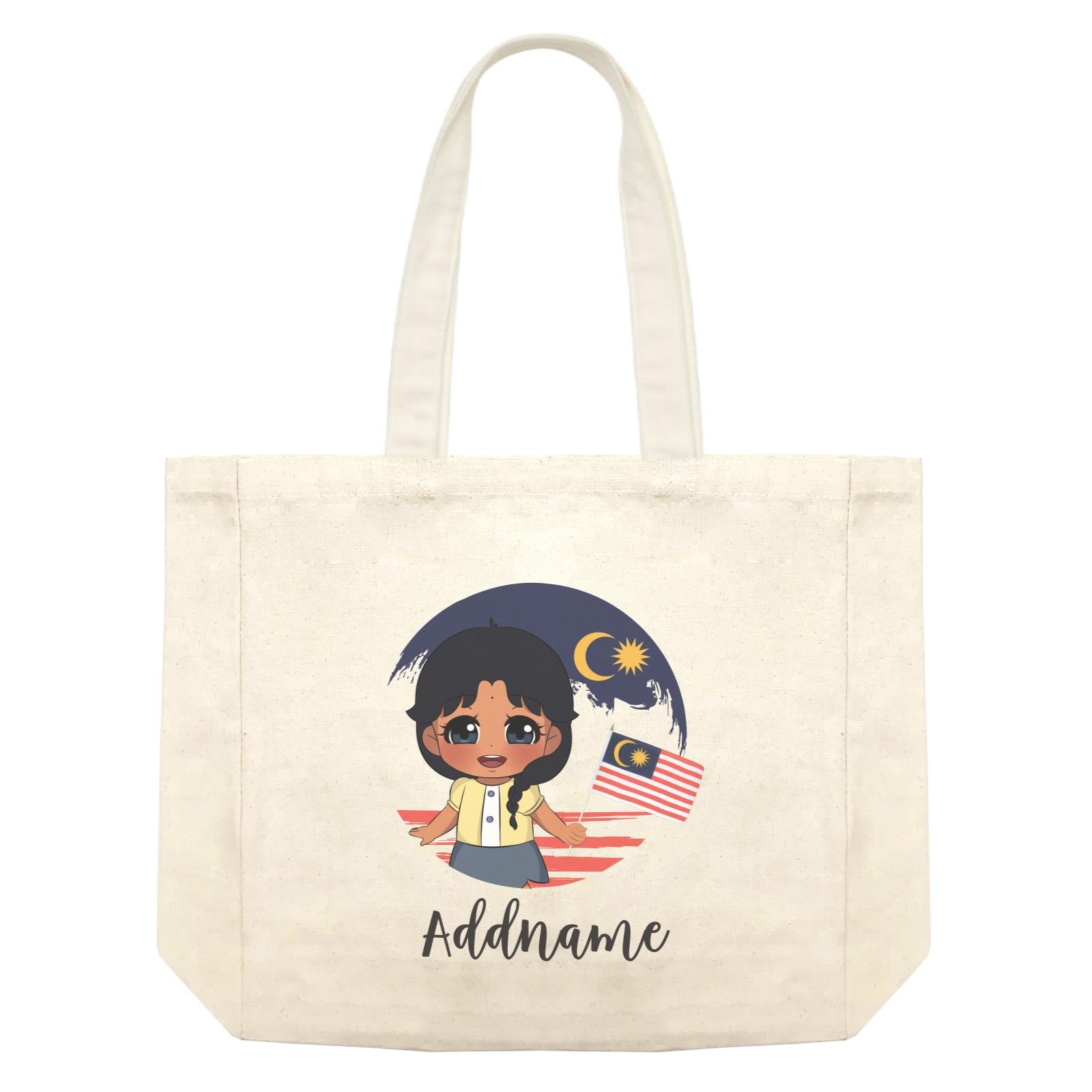 Merdeka Series Round Flag Indian Girl Addname Shopping Bag