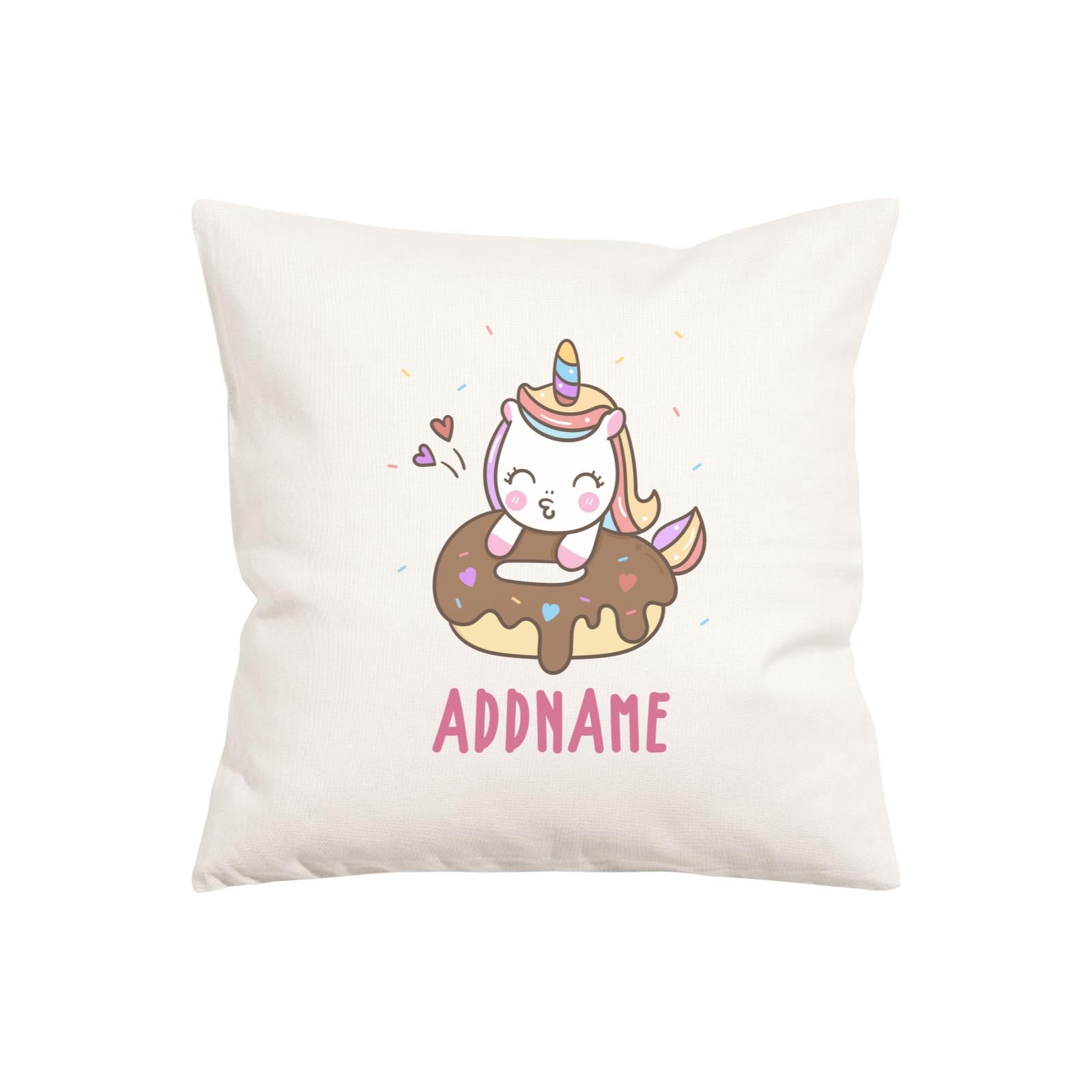 Unicorn And Princess Series Unicorn Hugging Donut Addname Pillow Cushion