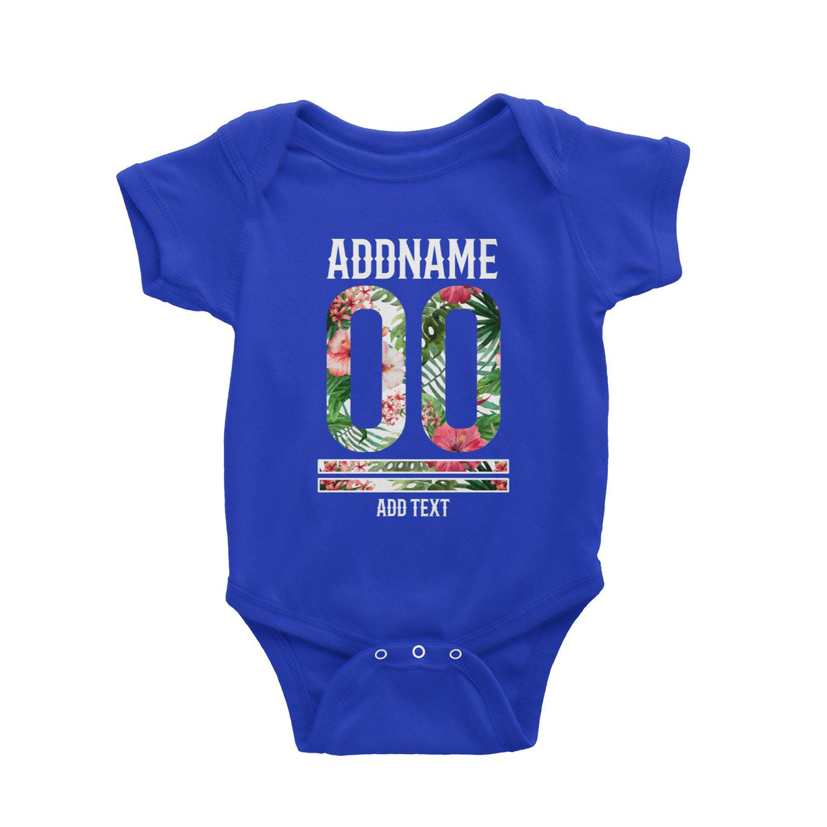 Tropical Leaves With Bunga Raya Personalizable with Name Number and Text Baby Romper