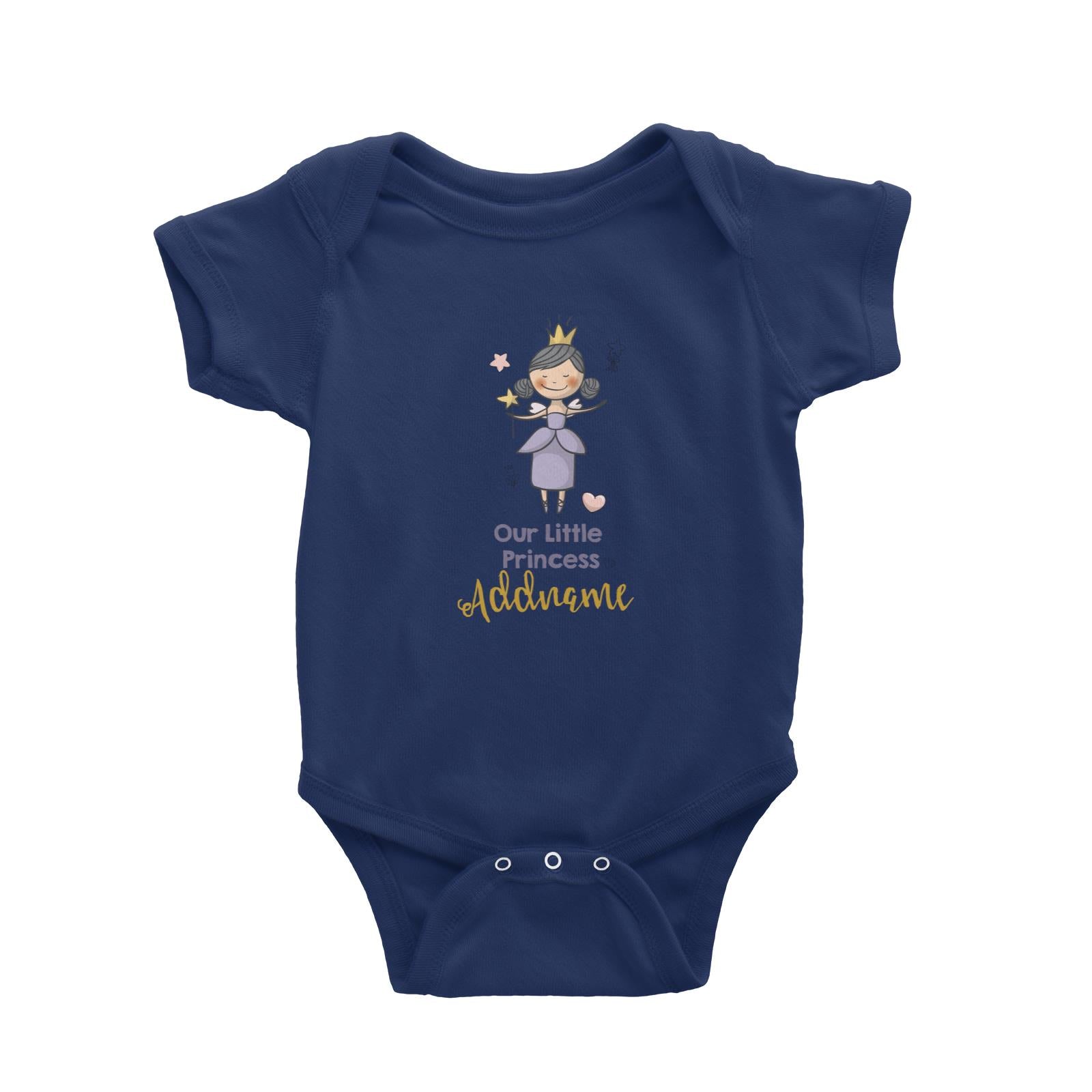Our Little Princess in Purple Dress with Addname Baby Romper