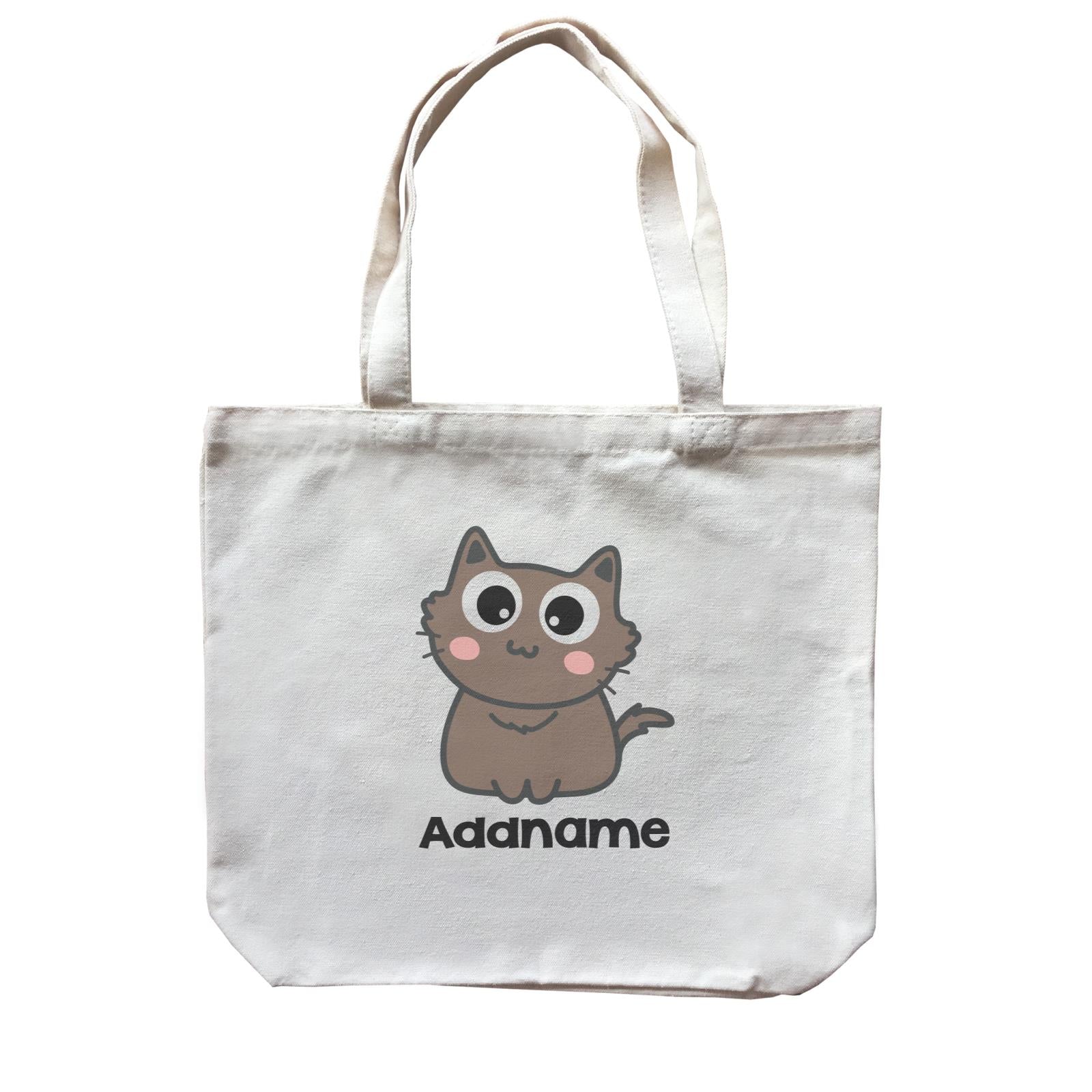Drawn Adorable Cats Chocolate Addname Canvas Bag
