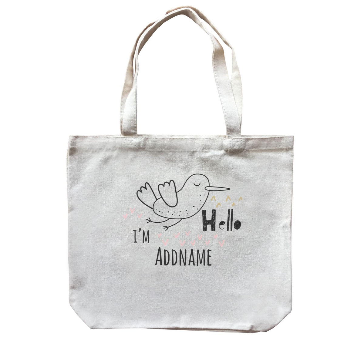 Drawn Greetings Animals Flying Bird Hello I'm Addname Canvas Bag