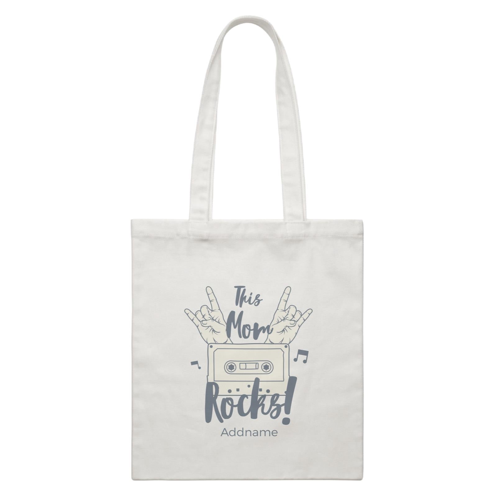 Awesome Mom 1 This Mom Rocks! Cassette Addname White Canvas Bag