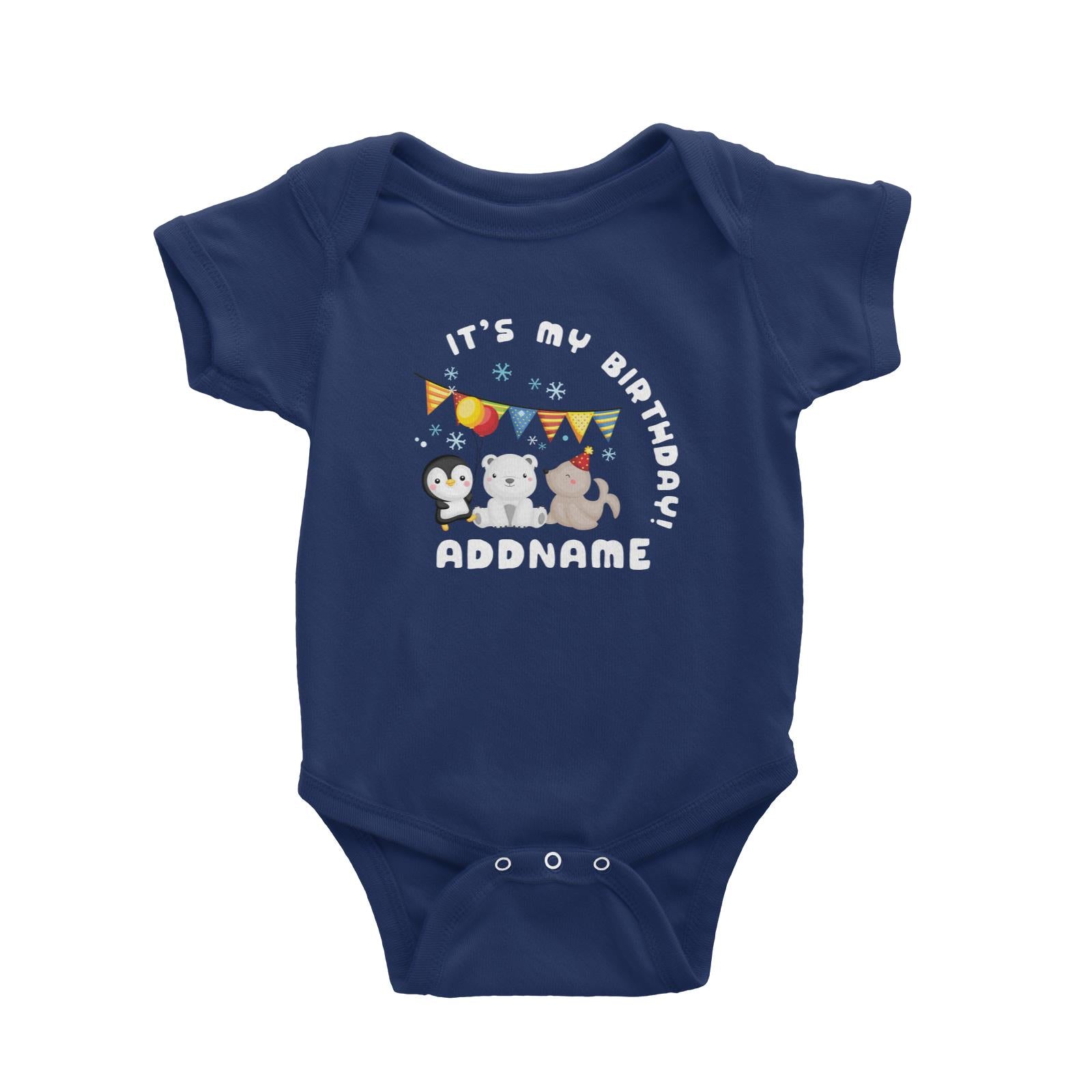 Birthday Winter Animals Penguin Polar Bear And Seal Party It's My Birthday Addname Baby Romper