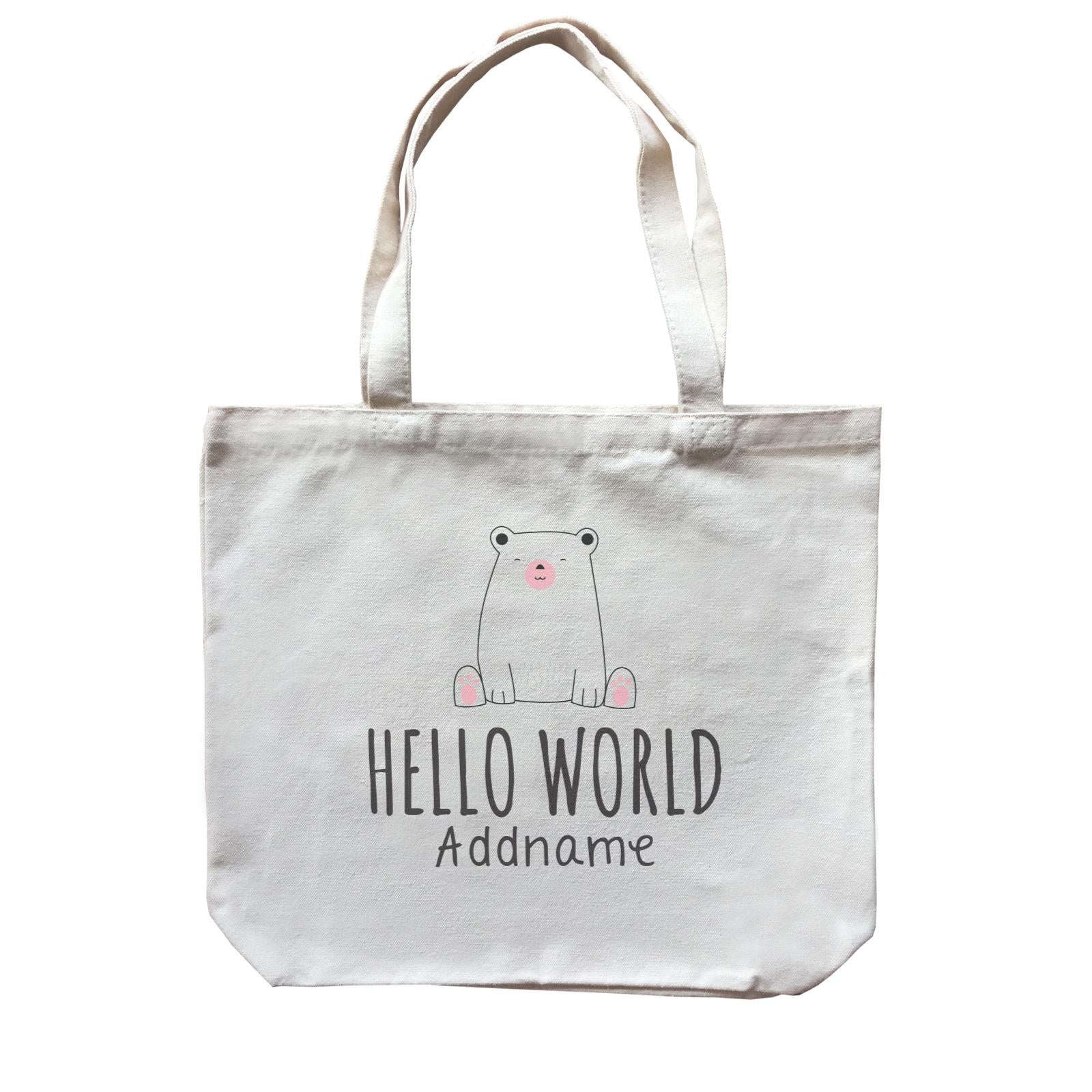 Cute Animals and Friends Series 2 Bear Hello World Addname Canvas Bag