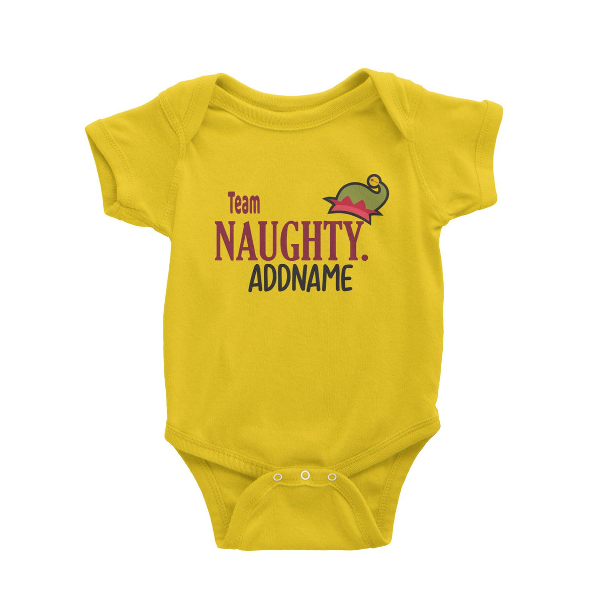 Xmas Team Naughty with Elf Hat Baby Romper