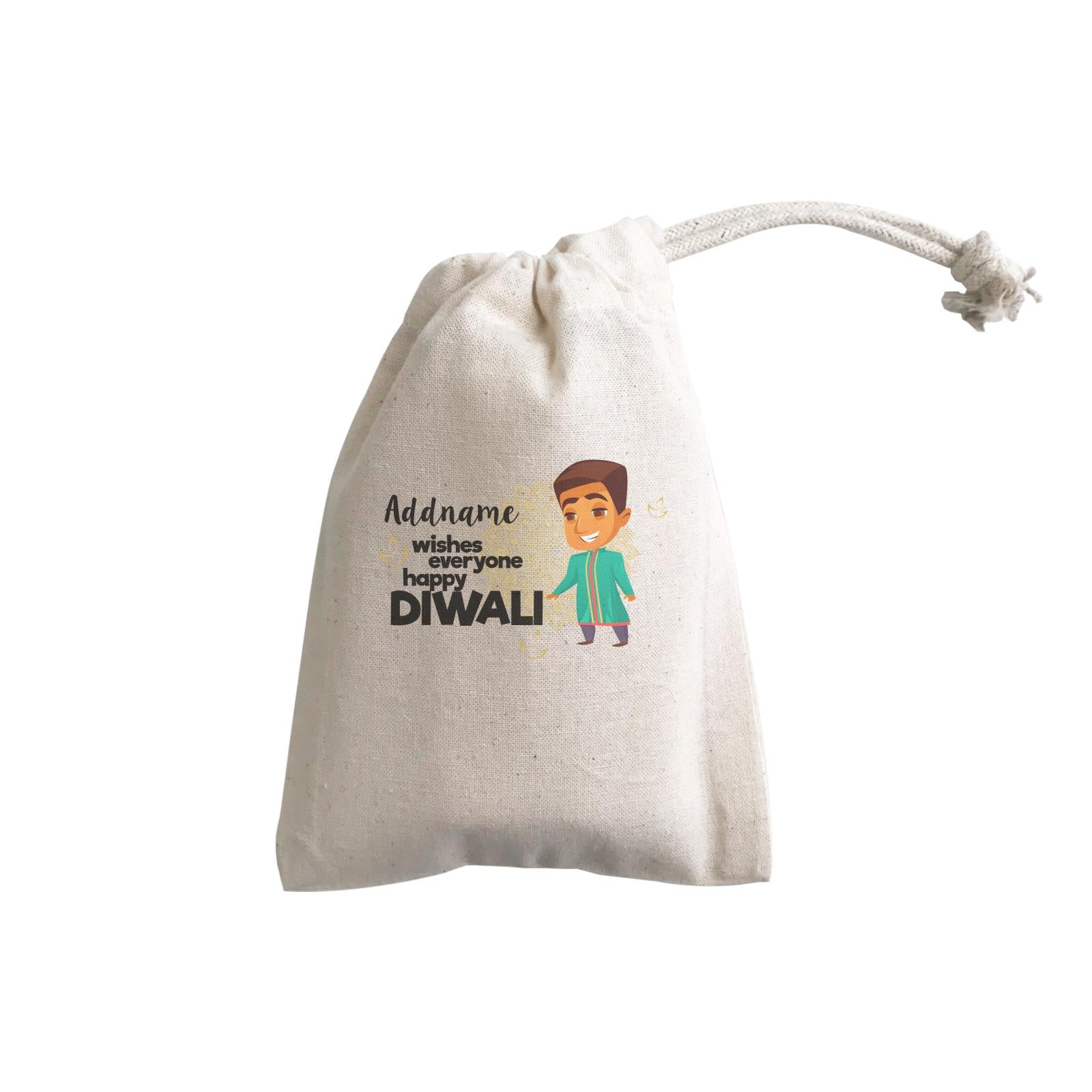Cute Man Wishes Everyone Happy Diwali Addname GP Gift Pouch