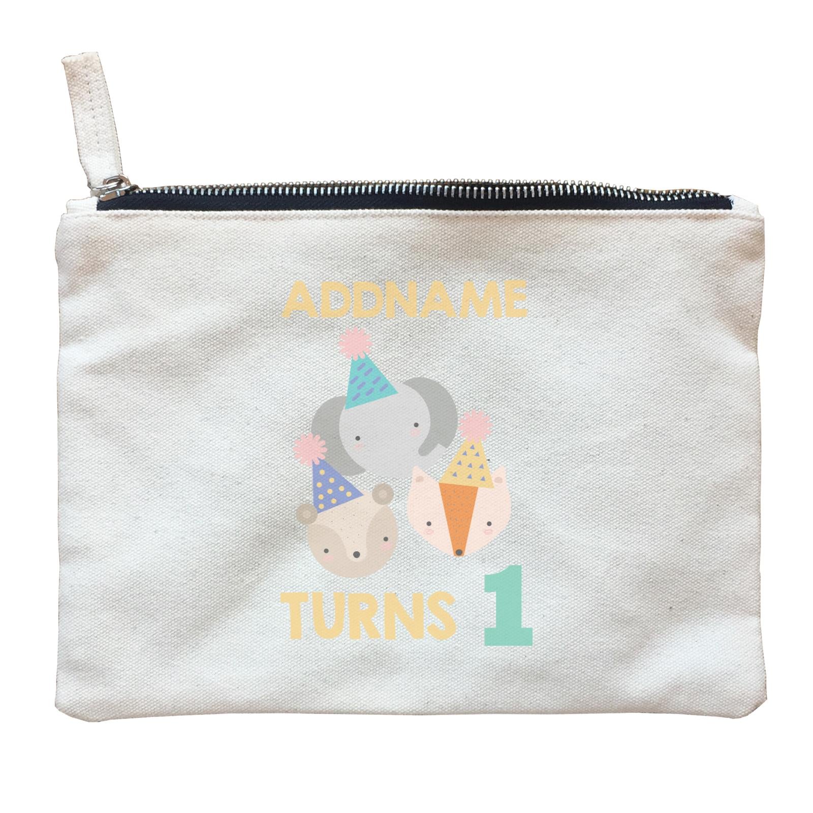 Cute It's My Birthday Safari Theme Personalizable with Name and Number Zipper Pouch