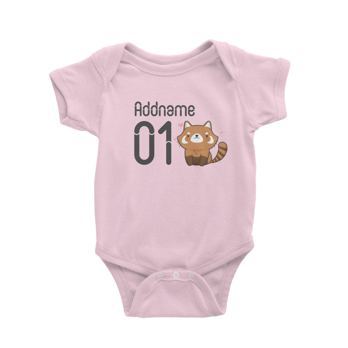 Name and Number Cute Hand Drawn Style Red Panda Baby Romper