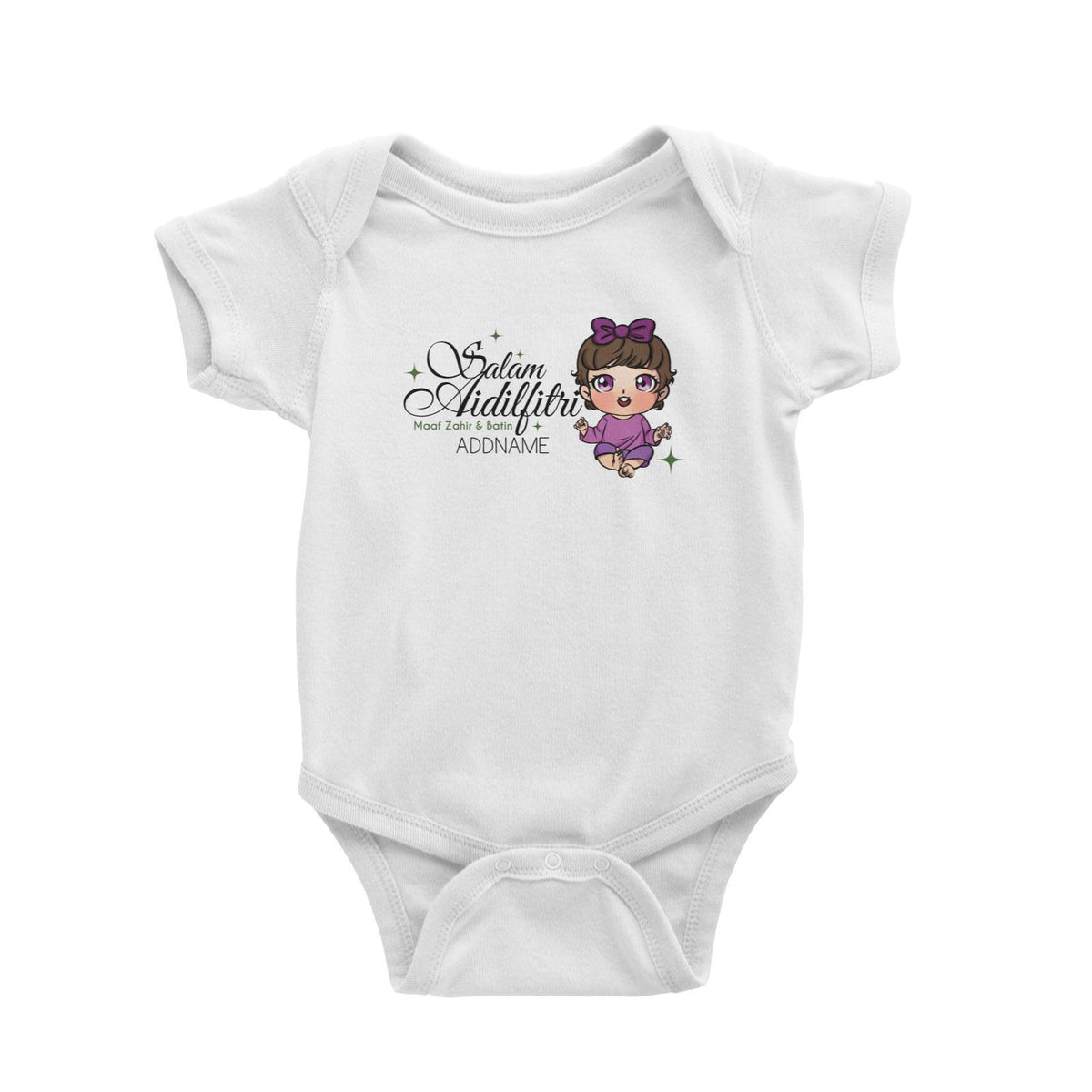 Raya Chibi Wishes Baby Girl Addname Wishes Everyone Salam Aidilfitri Maaf Zahir &amp; Batin Baby Rompers