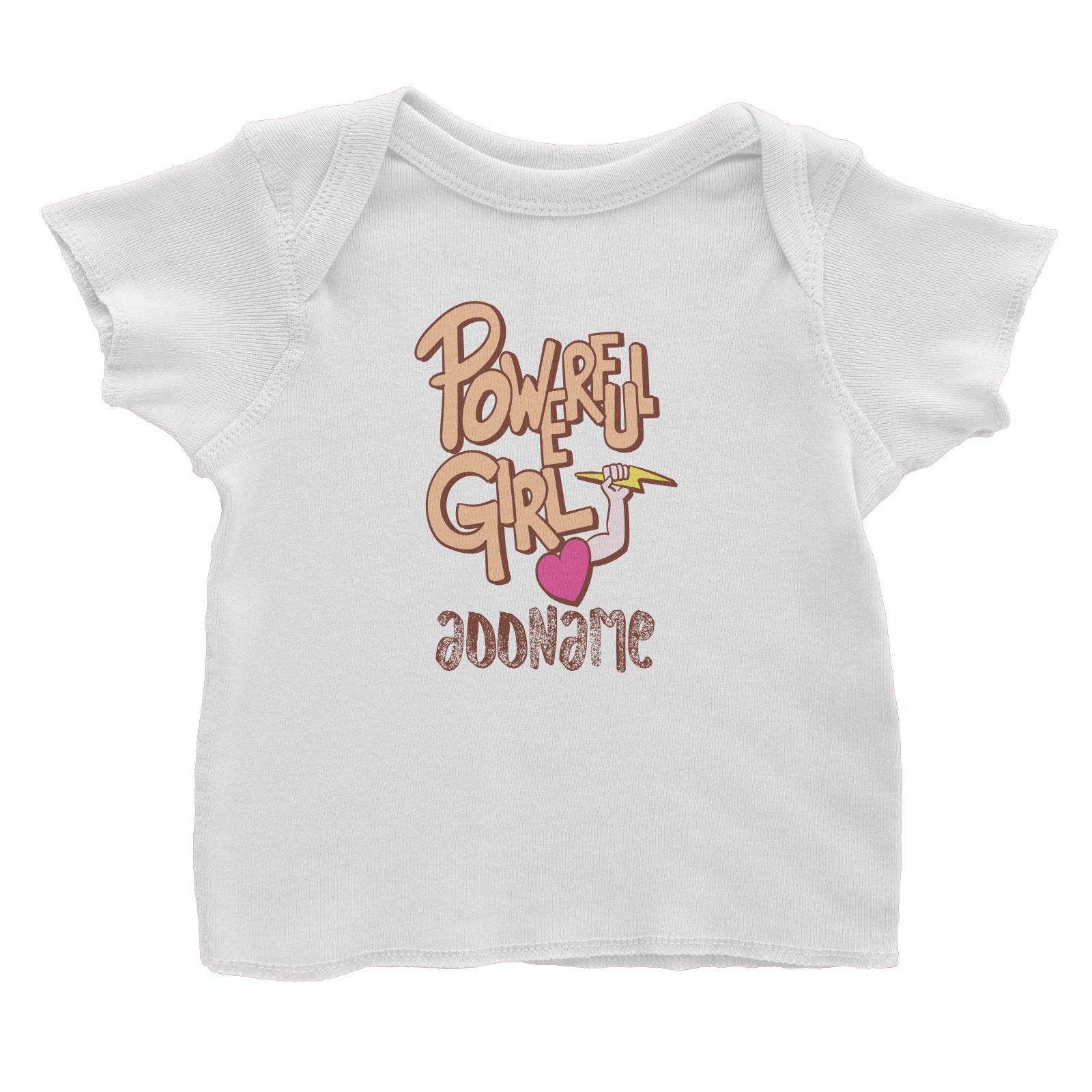 Cool Cute Words Powerful Girl Heart Hold Lightning Addname Baby T-Shirt