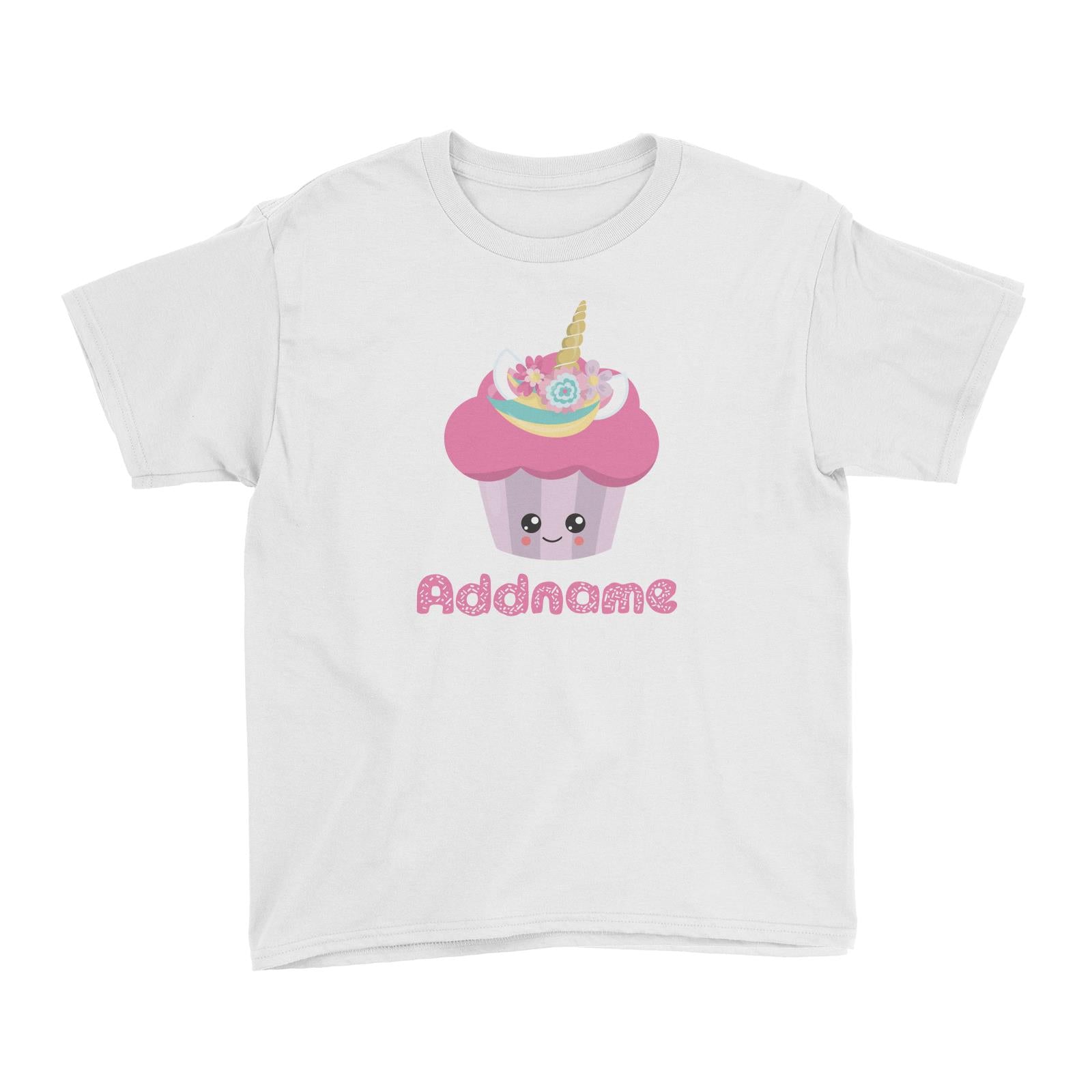 Magical Sweets Striped Purple Cupcake Addname Kid's T-Shirt