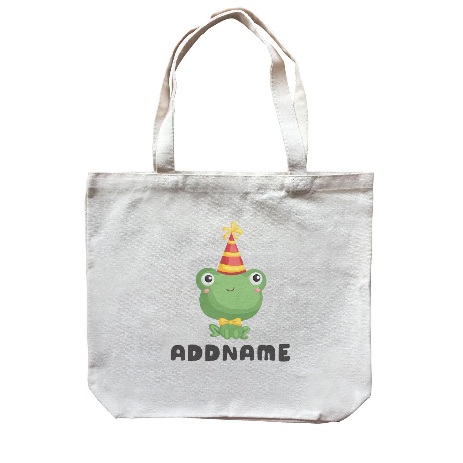 Birthday Frog Frog Wearing Party Hat Addname Canvas Bag