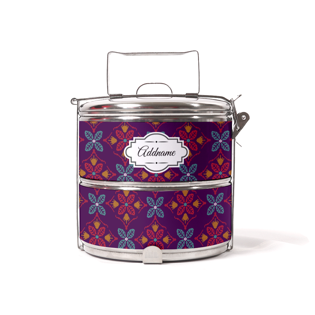 Peranakan Java Traditional Purple Two Tier Tiffin Carrier
