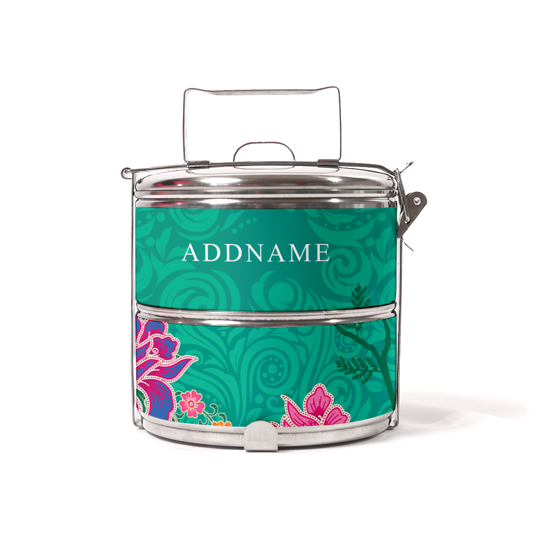 Modern Mahsuri Green - Two-Tier Tiffin Carrier