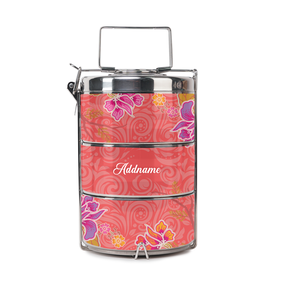 Modern Mahsuri Red - Three-Tier Tiffin Carrier