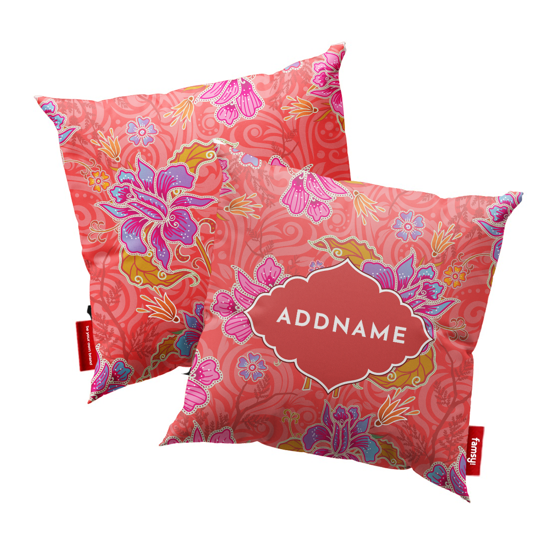Modern Mahsuri Series - Legend Red Full Print Cushion Cover with Inner Cushion
