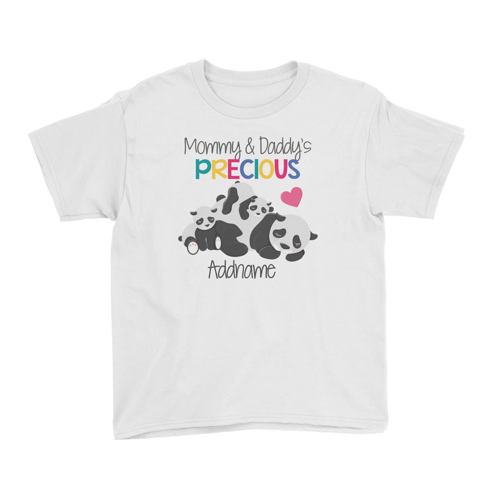 Animal & Loved Ones Mommy & Daddy's Precious Panda Family Addname Kid's T-Shirt