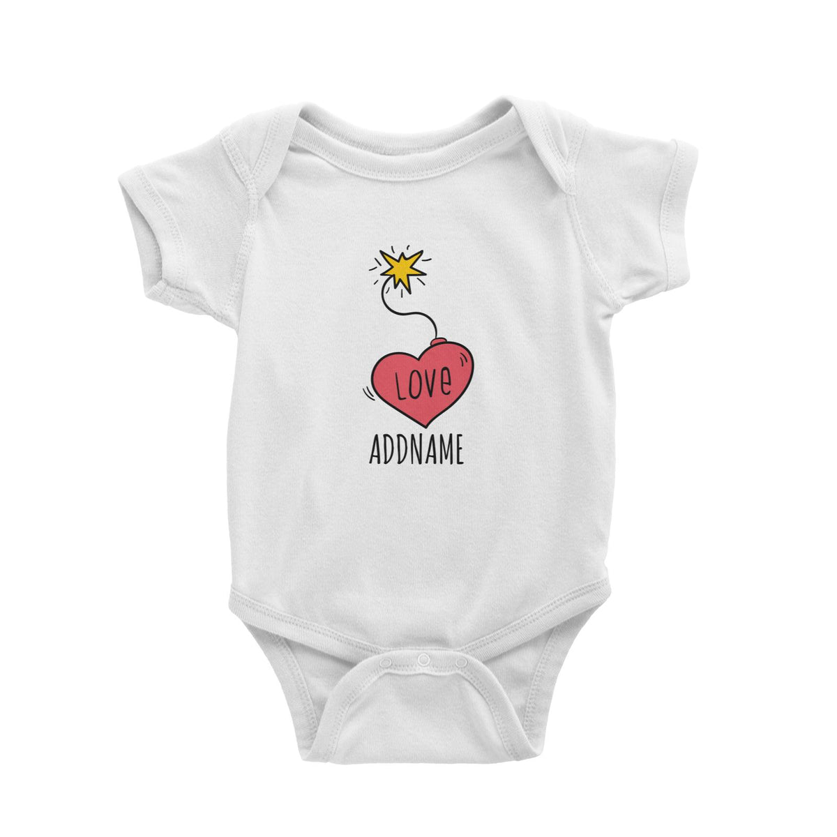 Cartoon Love Bomb White White Baby Romper