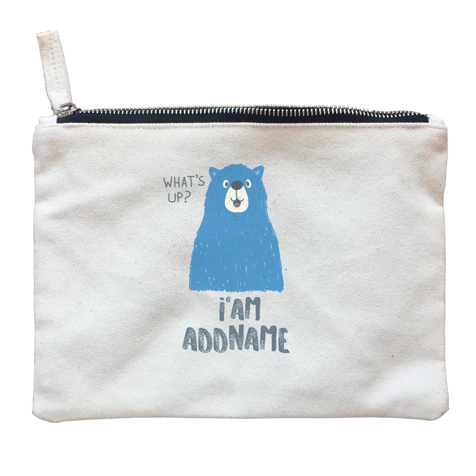 Cool Cute Animals Bear What's Up I'Am Addname Zipper Pouch