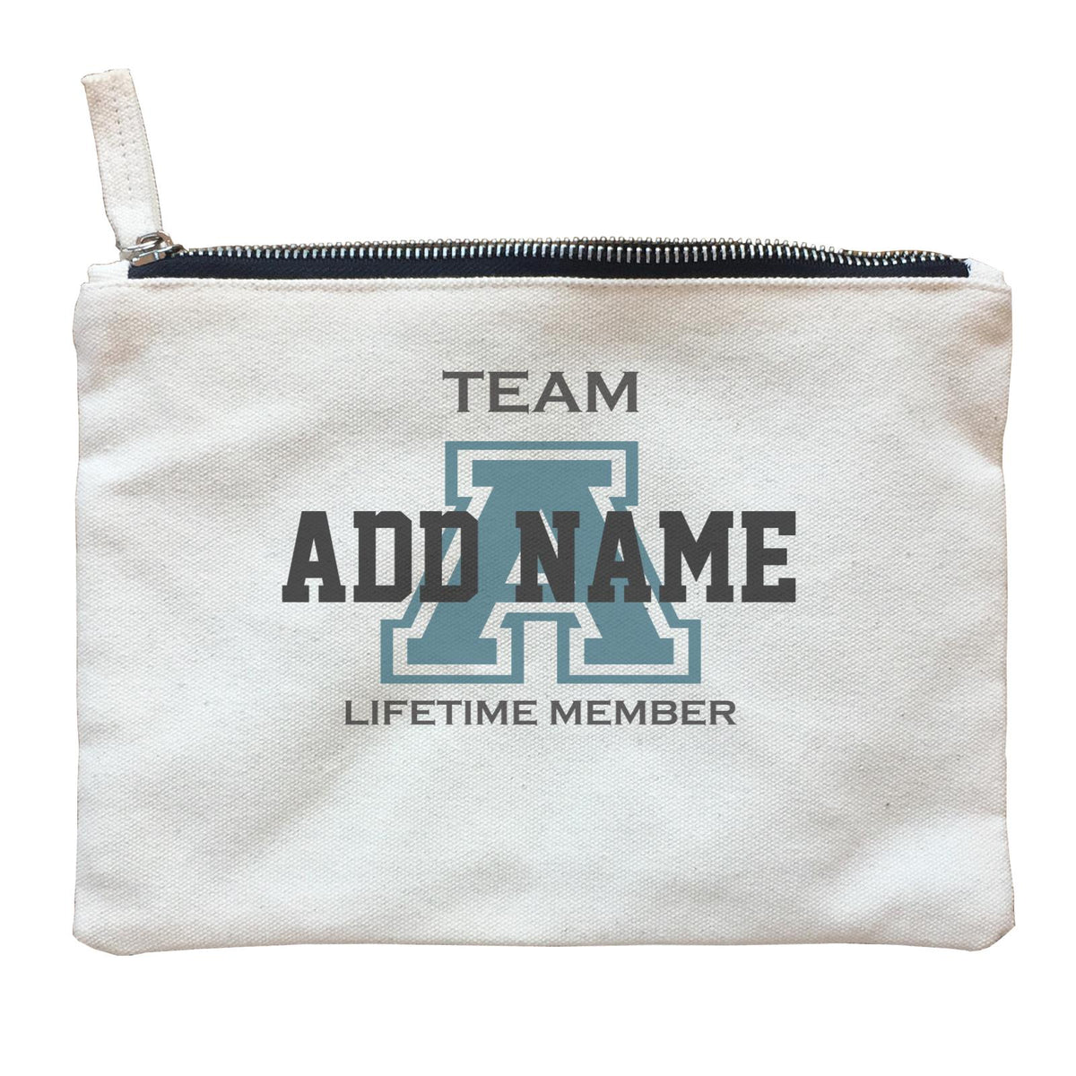 Personalize It Awesome Team Blue Add Letter Life Time Member with Addname Zipper Pouch