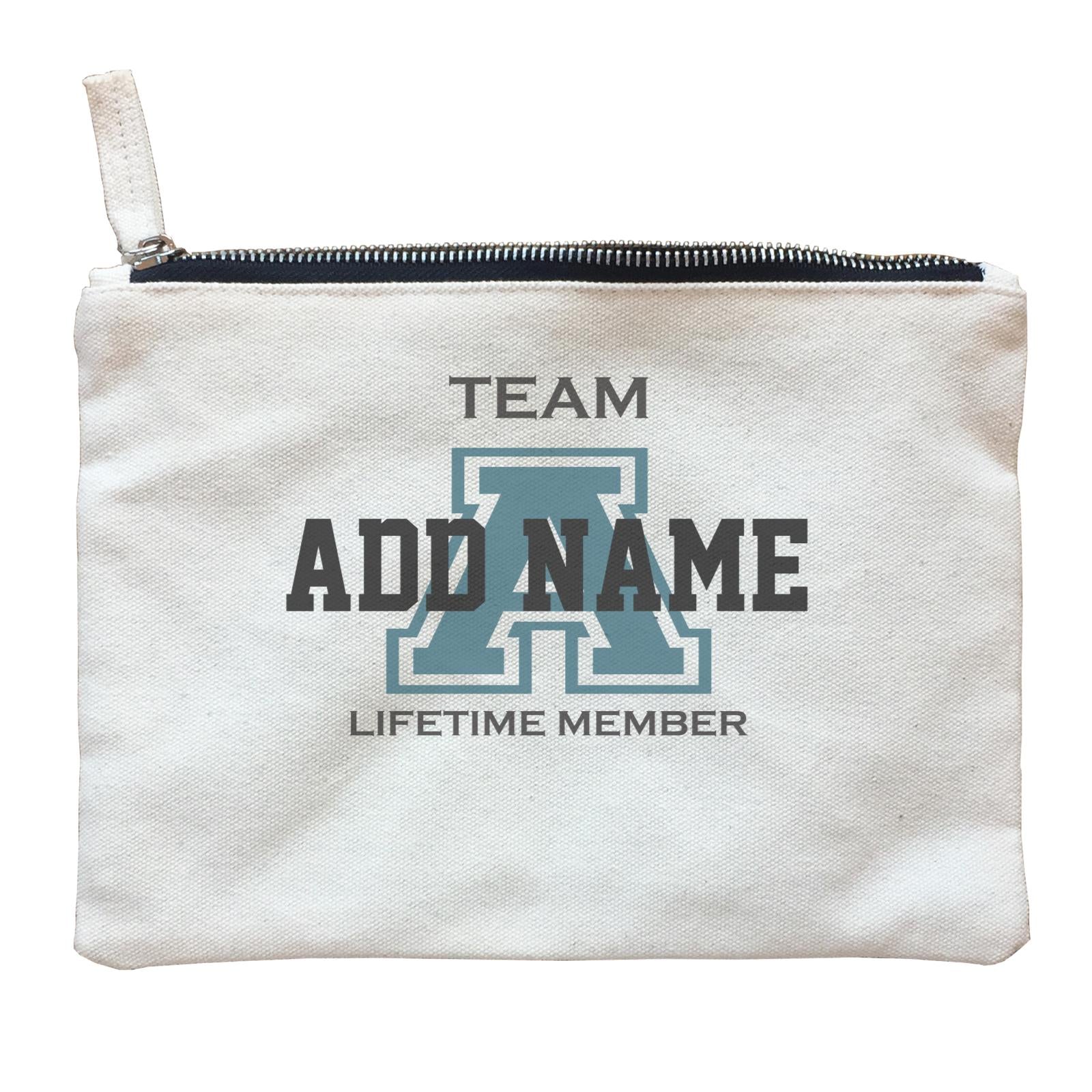 Personalize It Awesome Team Blue Add Letter Life Time Member with Addname Zipper Pouch