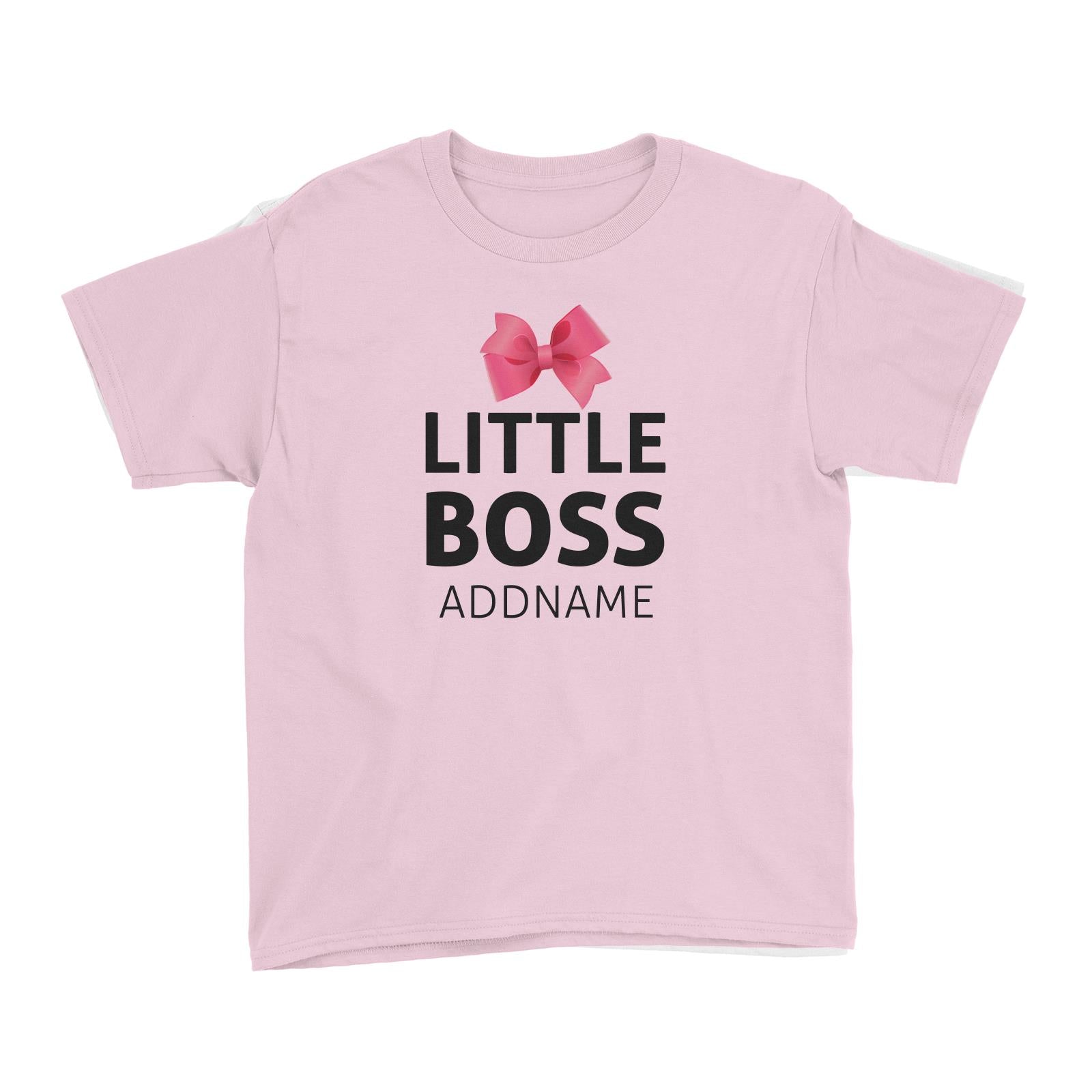 Little Boss With Pink Ribbon Kid's T-Shirt