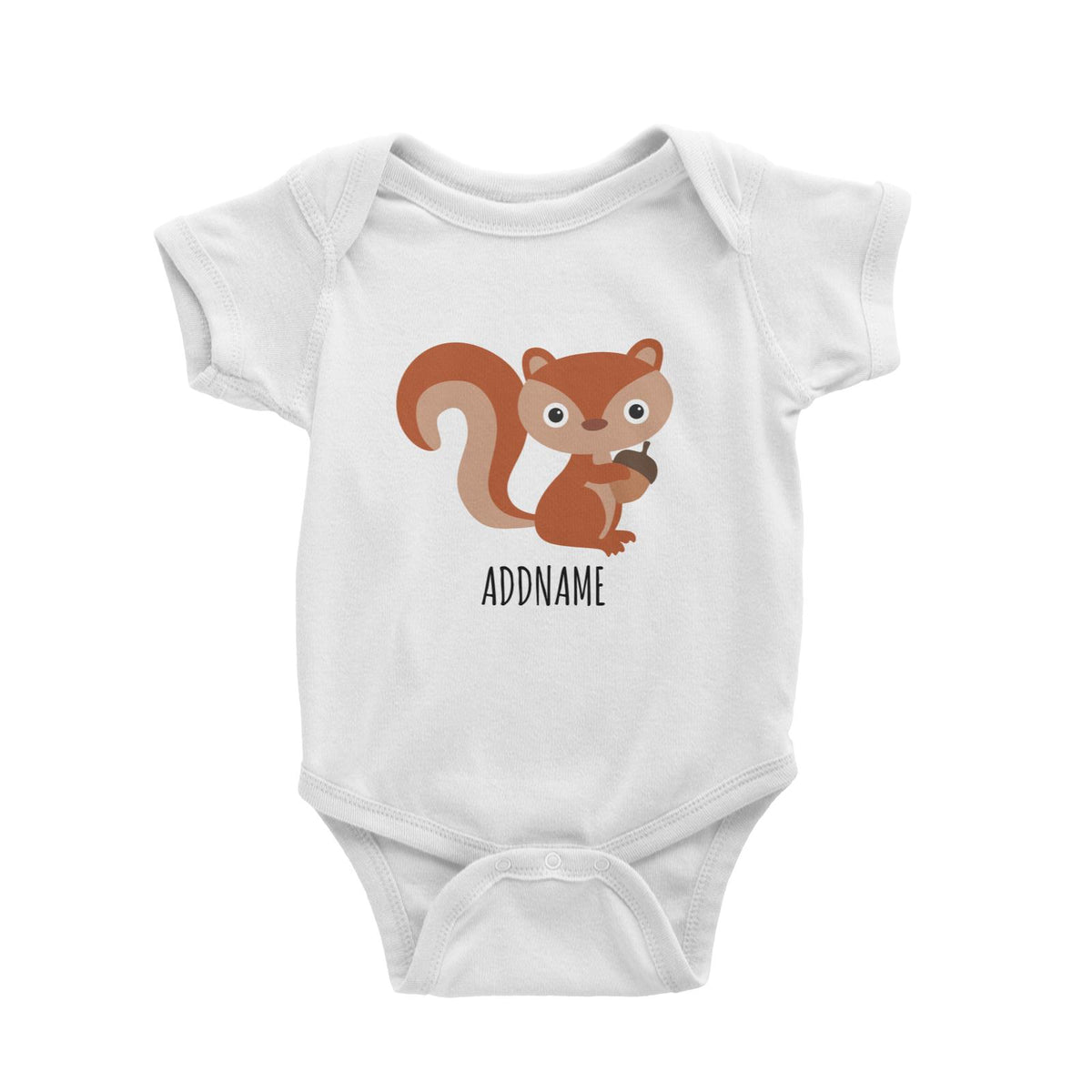 Forest Squirrel White White Baby Romper