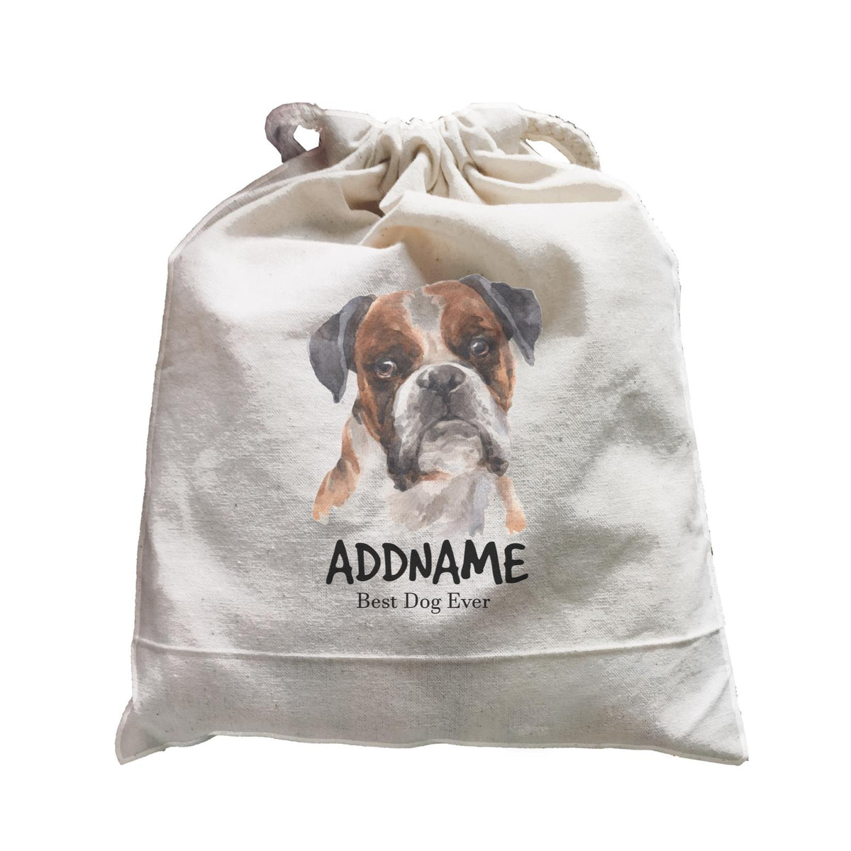 Watercolor Dog Boxer Black Ears Best Dog Ever Addname Satchel