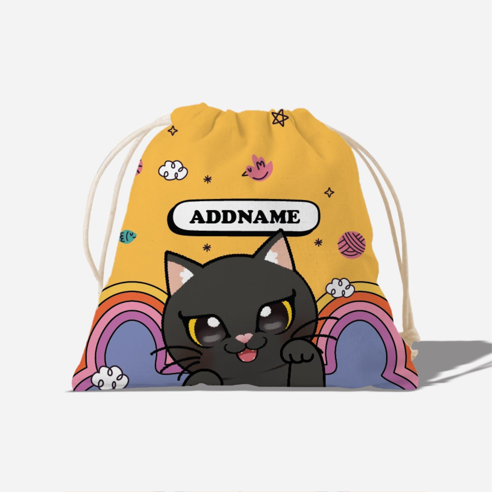 Paw Print Series Full Print Satchel - Black Cat