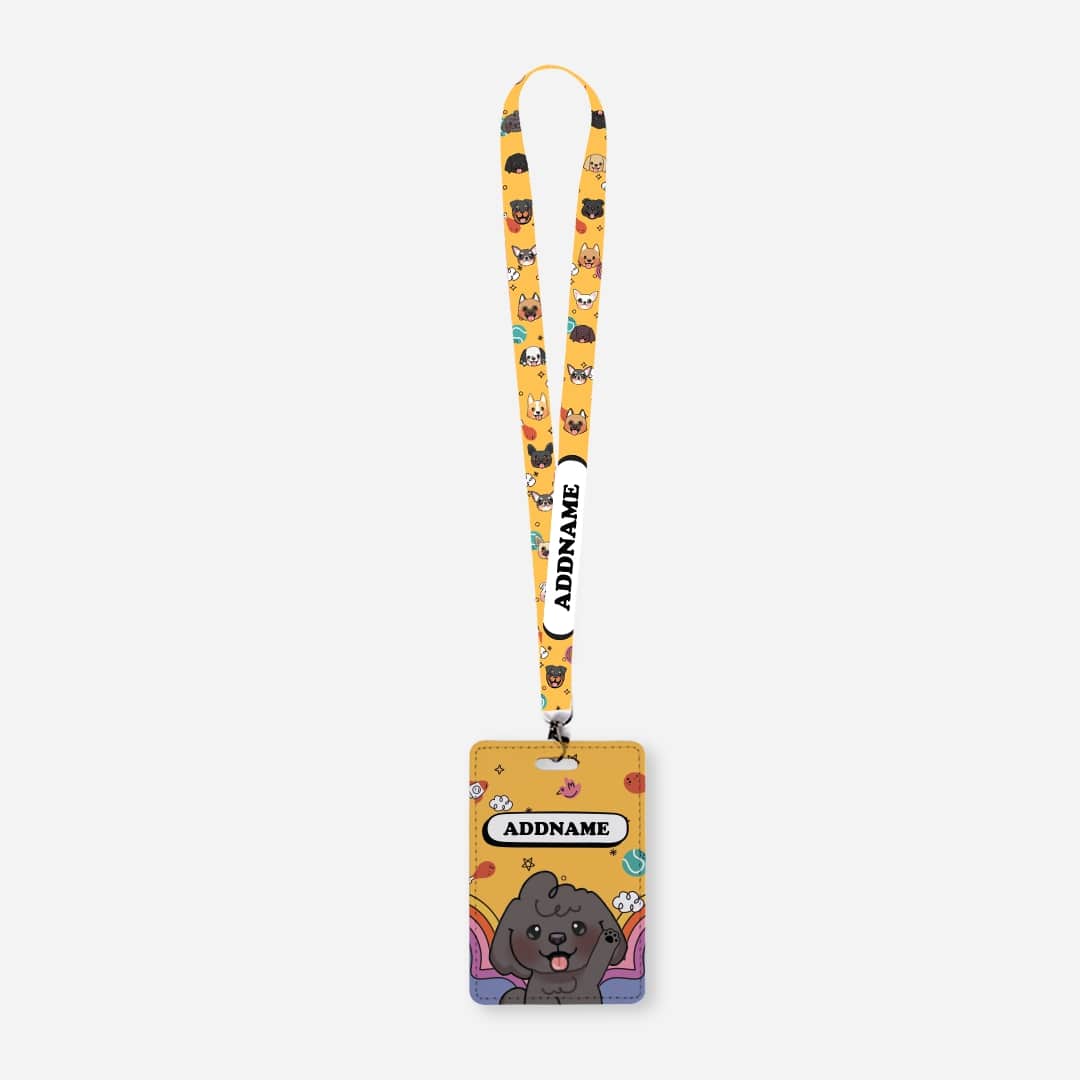 Paw Print Series Lanyard with Cardholder - Grey Poodle