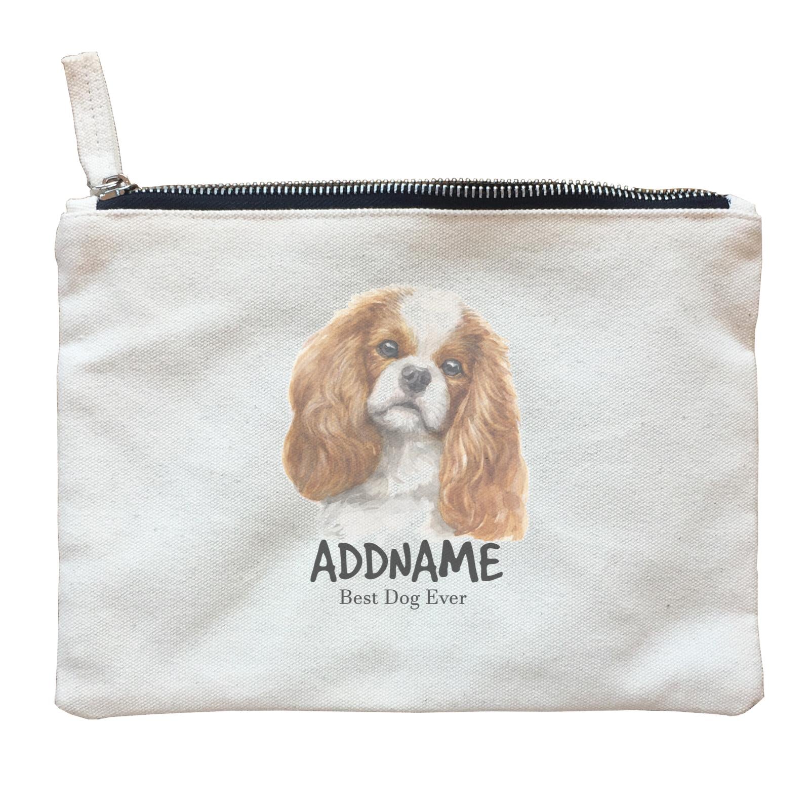 Watercolor Dog King Charles Spaniel Best Dog Ever Addname Zipper Pouch