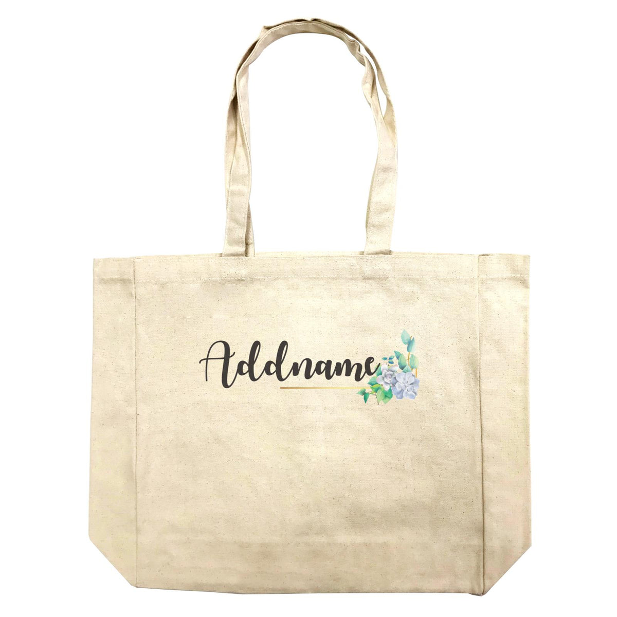 Floral Modern Blue Flowers Addname Shopping Bag