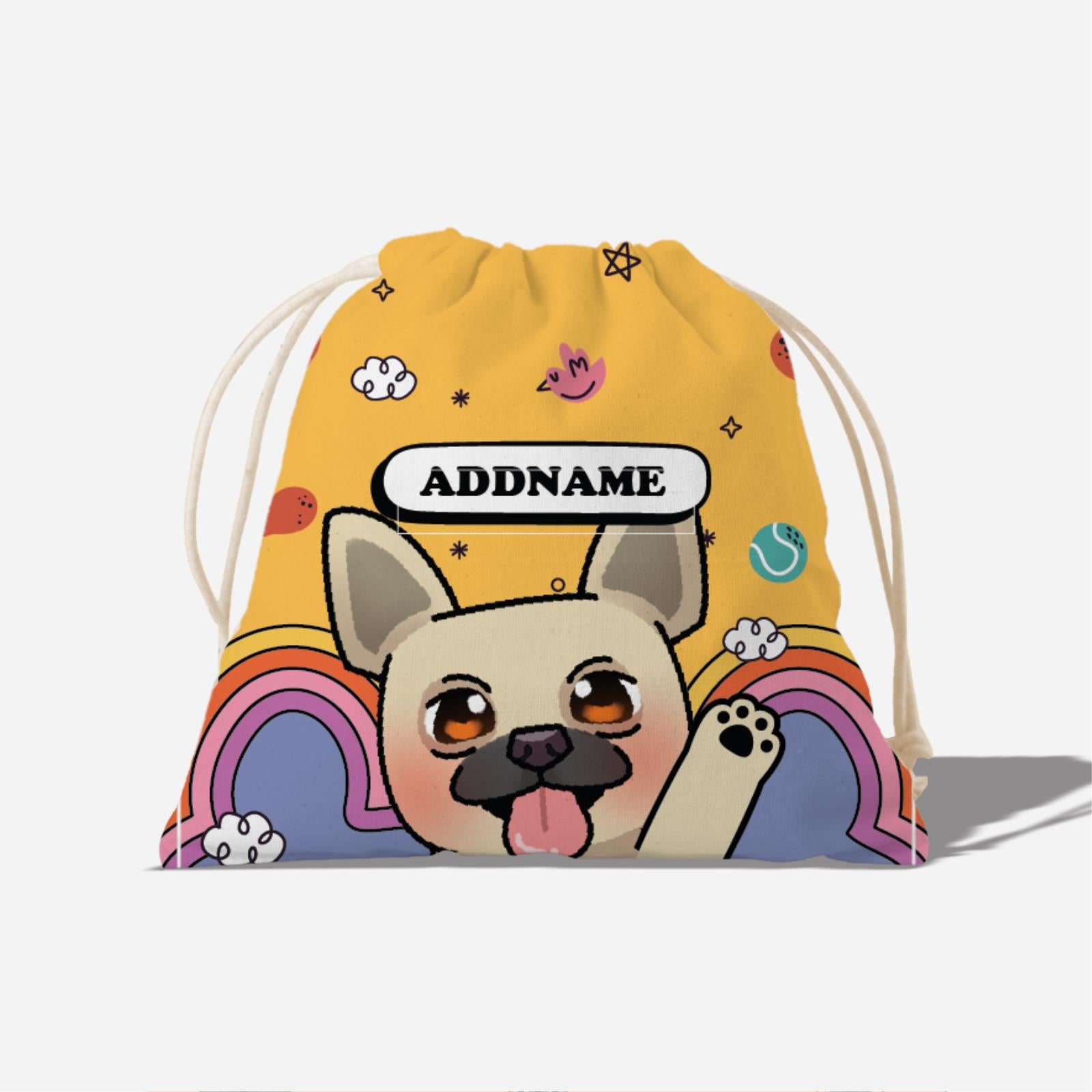 Paw Print Series Full Print Satchel - Light Brown Boston Terrier