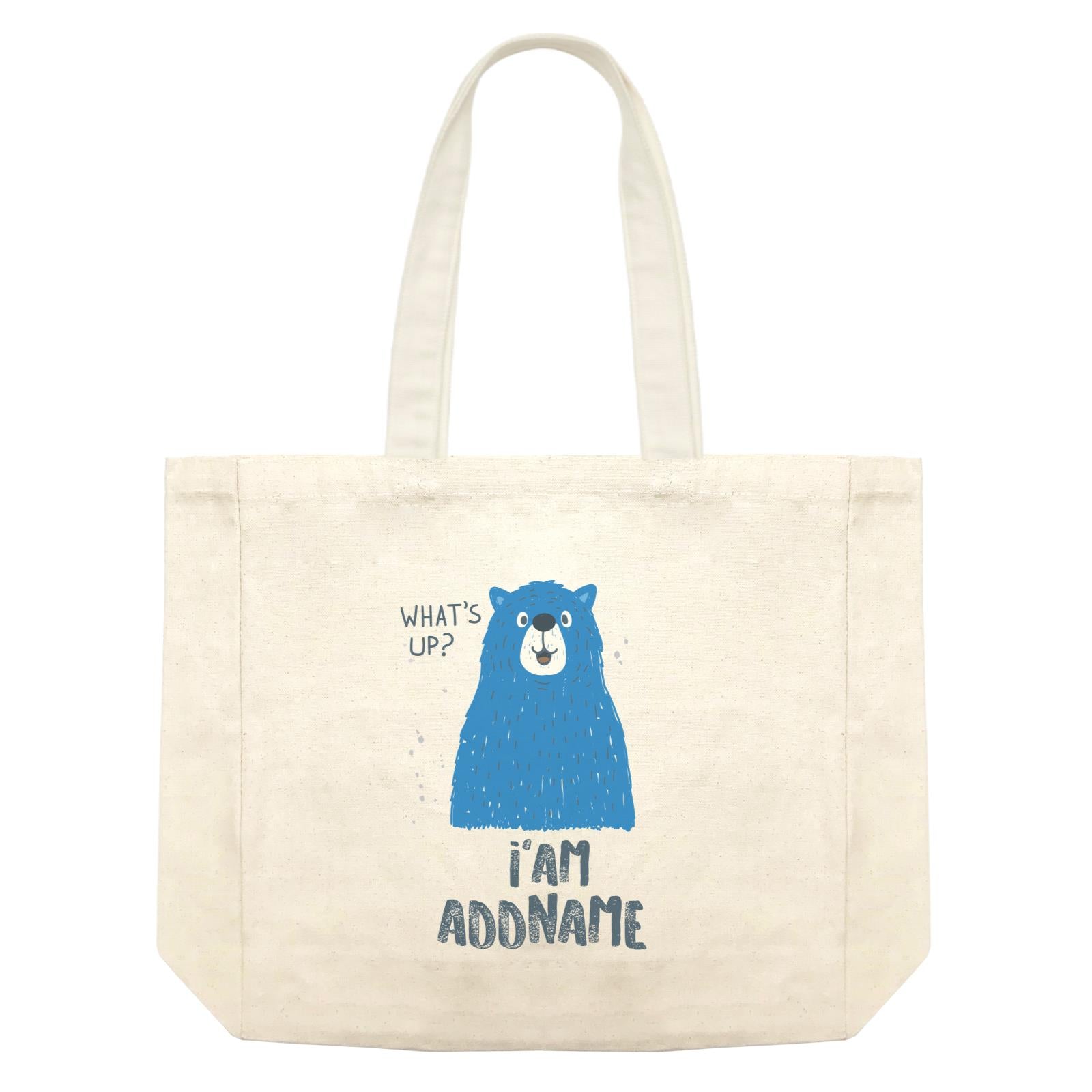 Cool Cute Animals Bear What's Up I'Am Addname Shopping Bag