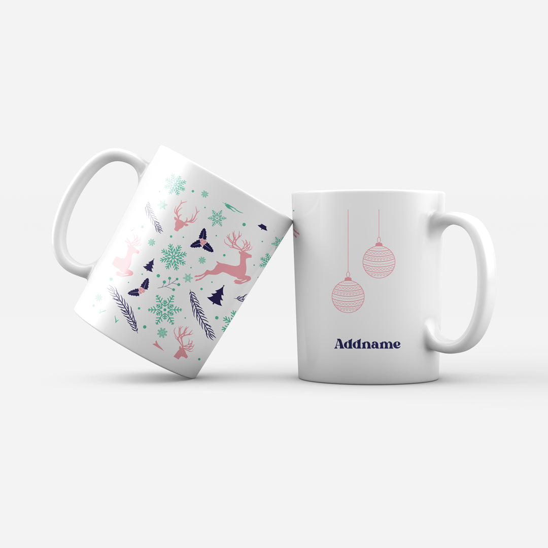 Christmas Series Mugs - Jubilant Reindeers Light Pink