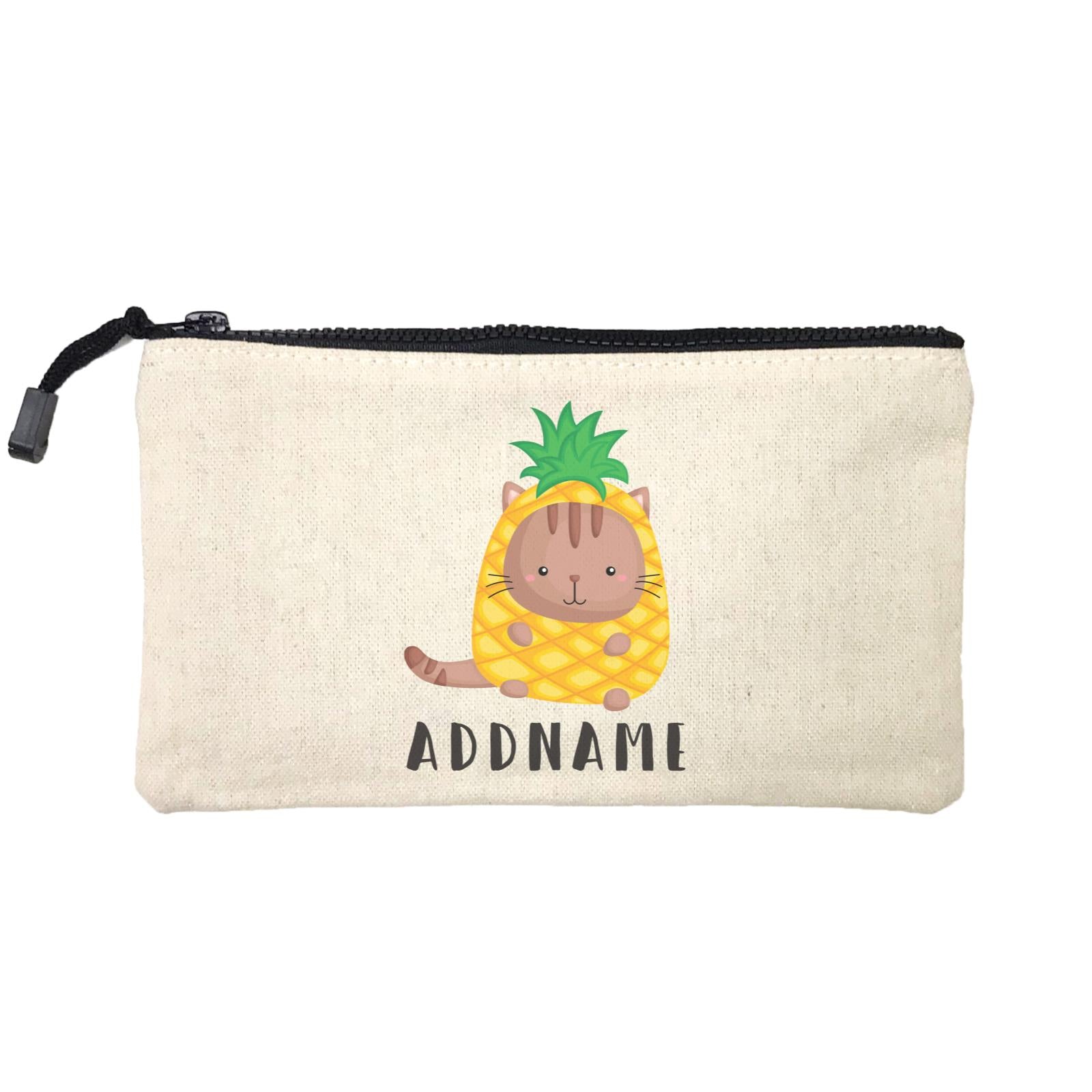 Birthday Hawaii Cute Cat Wearing Pineapple Suit Addname Mini Accessories Stationery Pouch
