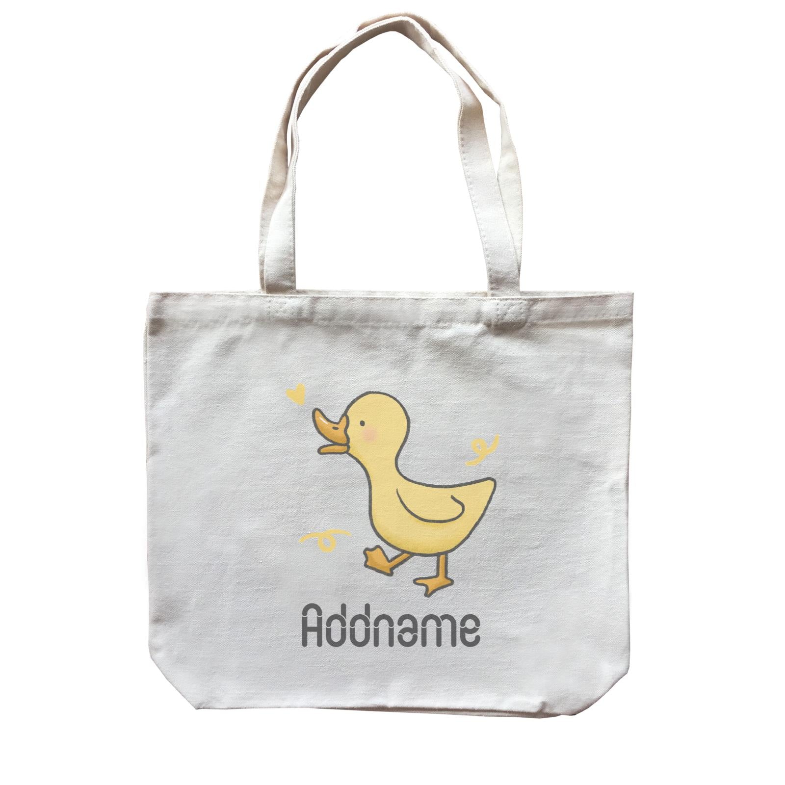 Cute Hand Drawn Style Duck Addname Canvas Bag